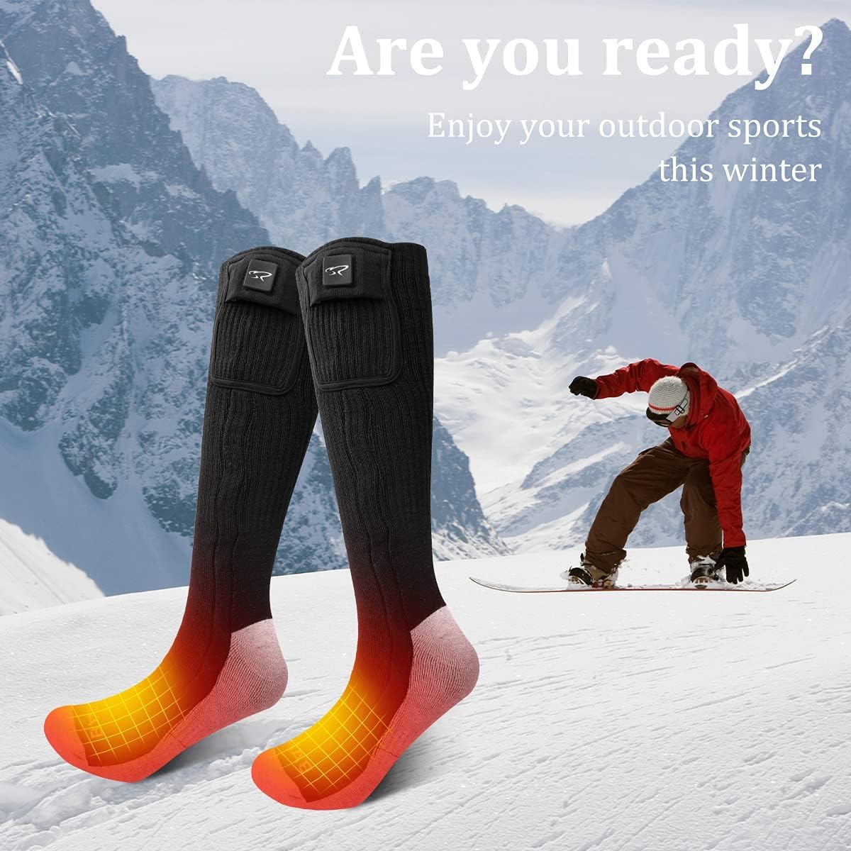 Sun Will Heated Socks for Men Women, 3 Heat Settings, USB Rechargeable
