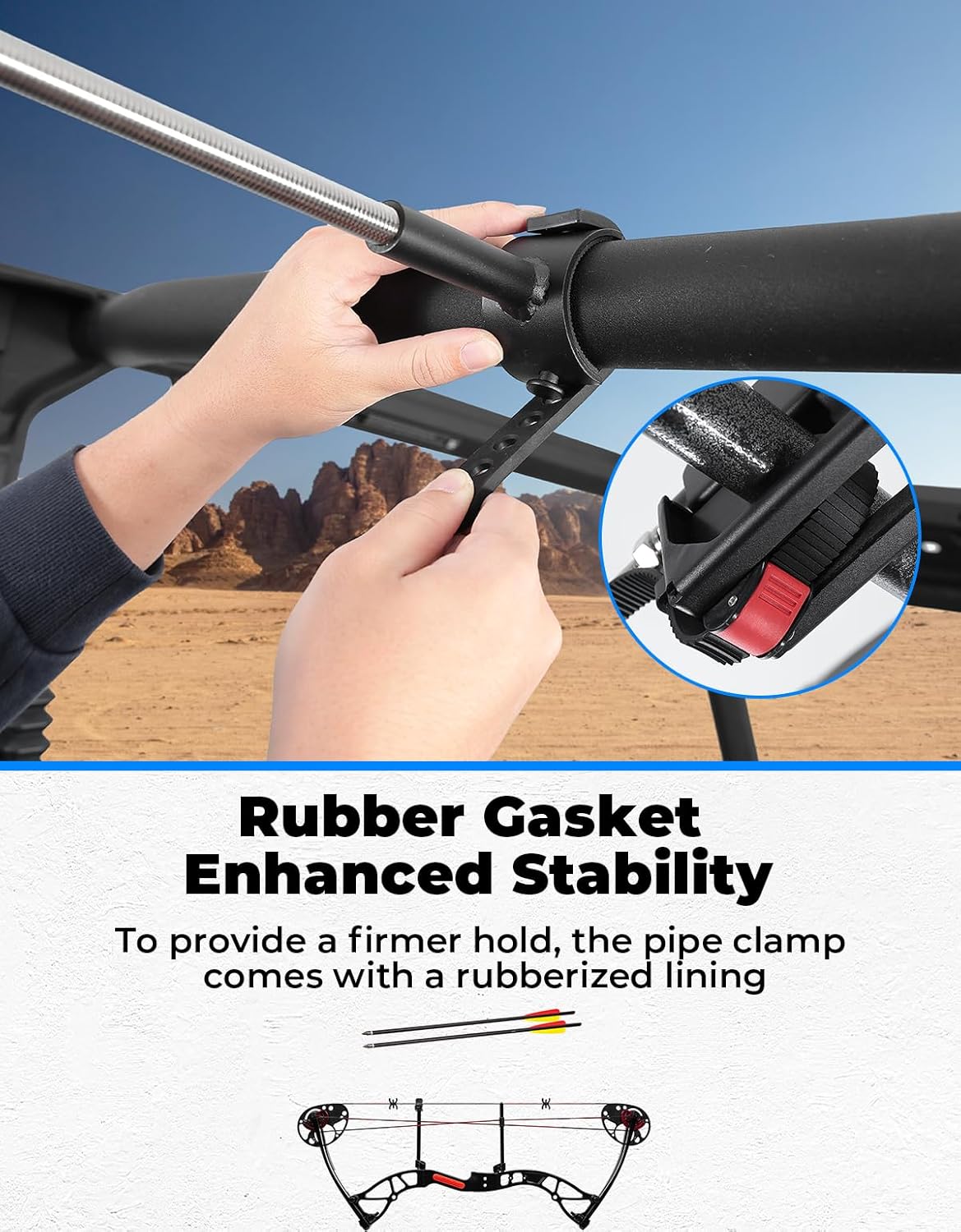 UTV Overhead Hunting Tool Holder Rack, Hunting Tool Holder Roof Mounted Bow Rack for 21 in - 28 in Roll Bars