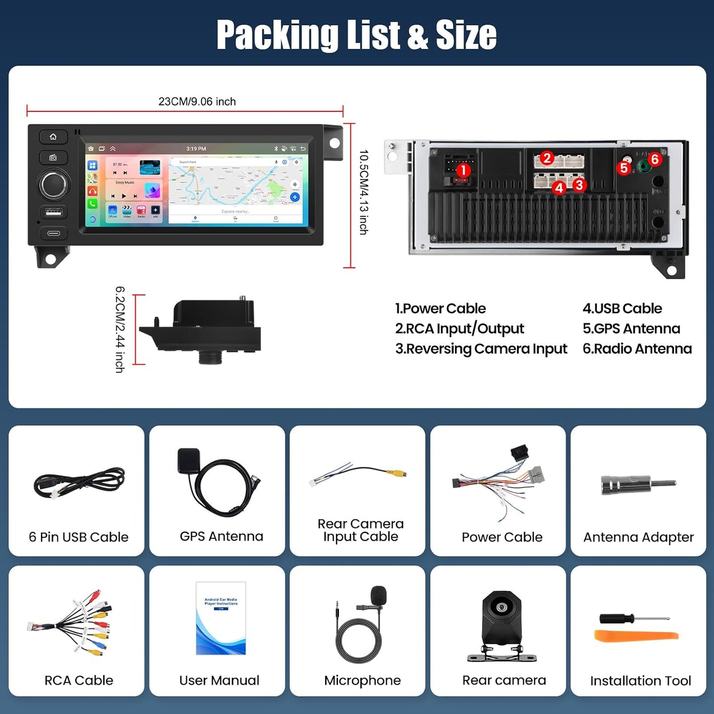 4+64G 8 Core Android 15 Car Radio Stereo for Dodge Ram 1500/2500/3500 1994-2002,Jeep Wrangler 1997-2002,Cherokee 1997-2001with Wireless Carplay,6.86" Touchscreen Car Radio with WiFi,GPS,BT,FM RDS