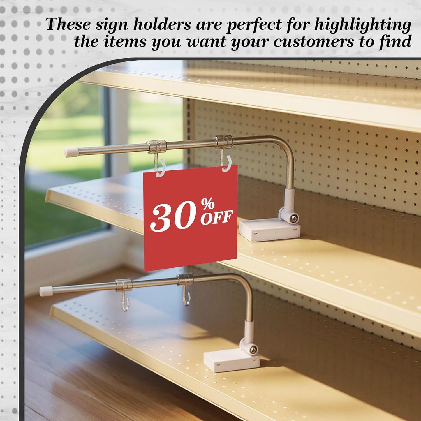 Moxweyeni 25 Pcs Hanging Sign Holder for Retail, Magnetic Base Adjustable Aisle Sign Holder for Retail Gondola Shelving Event Signage