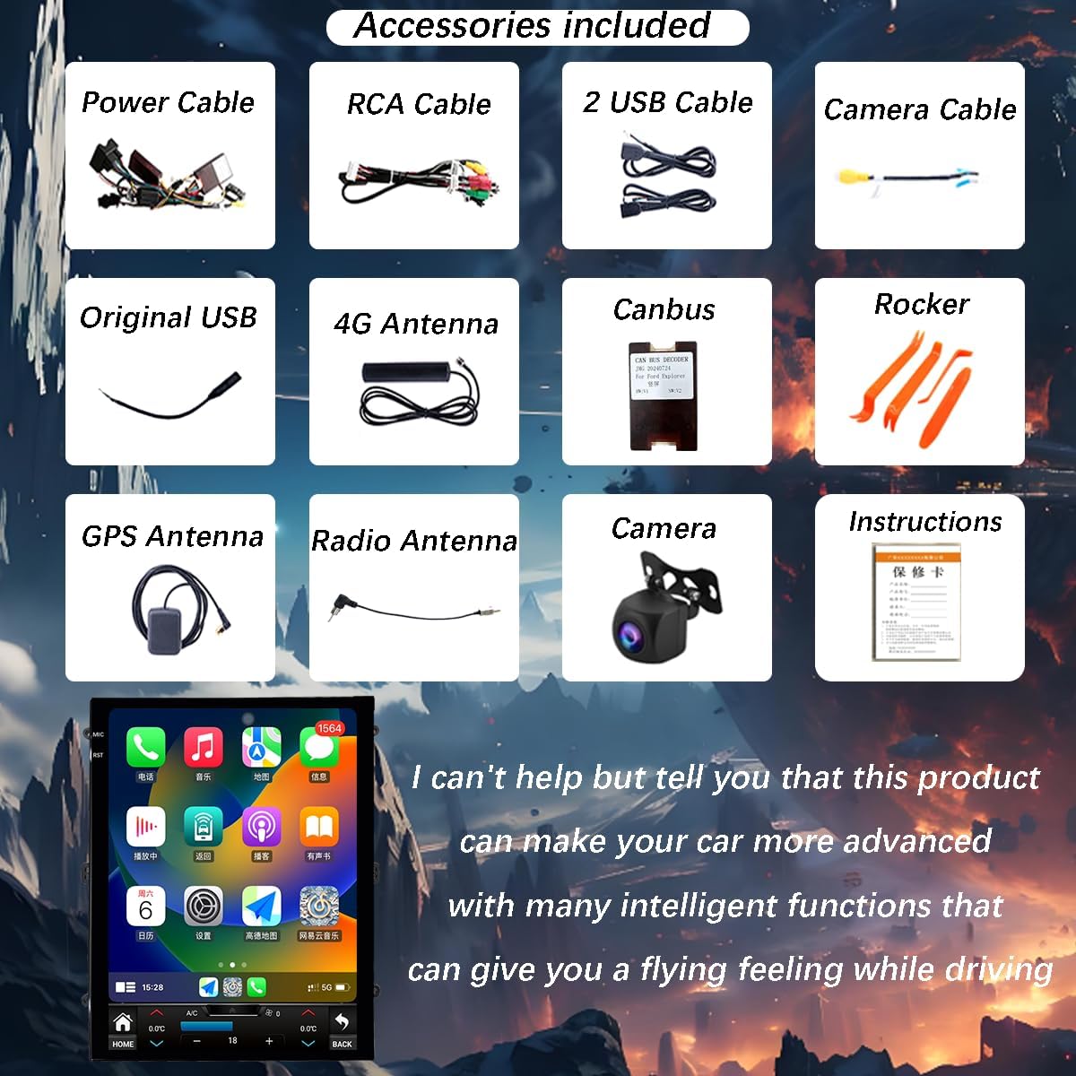 Upgrade Car Radio for Ford F150 2015-2021 Car Radio Android 14 Stereo Replacement 12.1 inch Touch Screen 8core CPU Tesla Vertical Screen Style with Wireless Carplay & Android Auto, DSP, 5G,WiFi 15-21 4GB+32GB