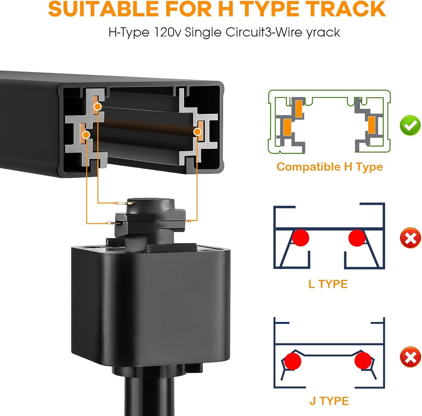 Junview LED Track Lighting Heads 2700K-6500K Sptepless Color Adjustable with Timer and Remote Control H Type Track Light Heads Dimmable Super Bright