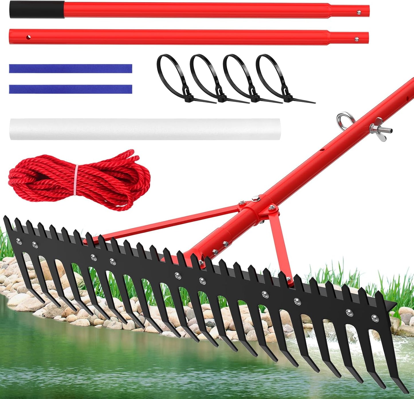 Extra Large Aquatic Weed Rake Heavy Duty Aluminum Pond Rake