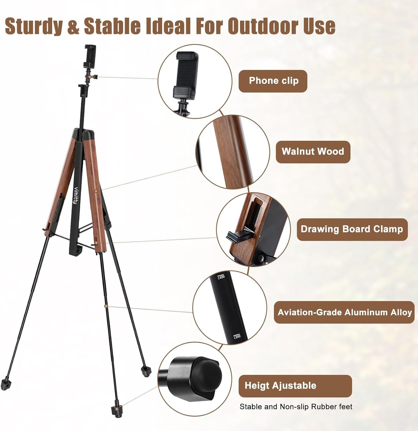 Easel Stand,Easel for Painting,Easel Stand for Sign Adjustable Height from 17.7"to 58.3" with Carrying Bag and Phon