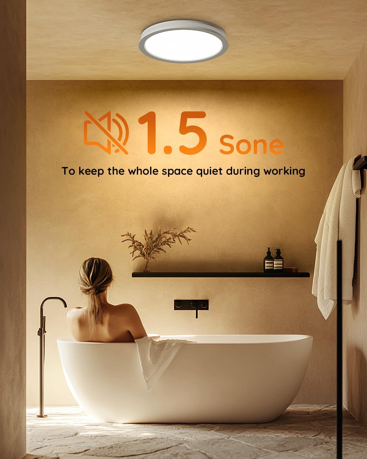 Bathroom Exhaust Fan with Light, Ceiling Mount, 130 CFM 1.5Sones, 43W Fan 1200LM LED Light