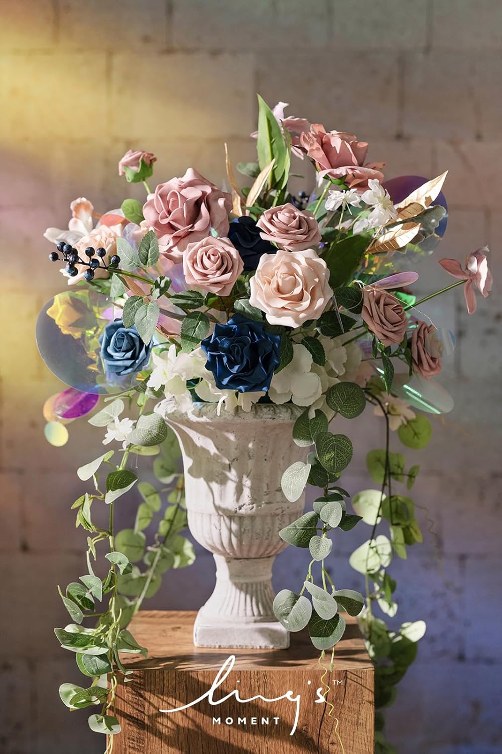 Ling's Moment 41" Tall Free Standing Artificial Flowers Arrangements 2 pcs Wedding Arch Altar Stage Decorations Dusty