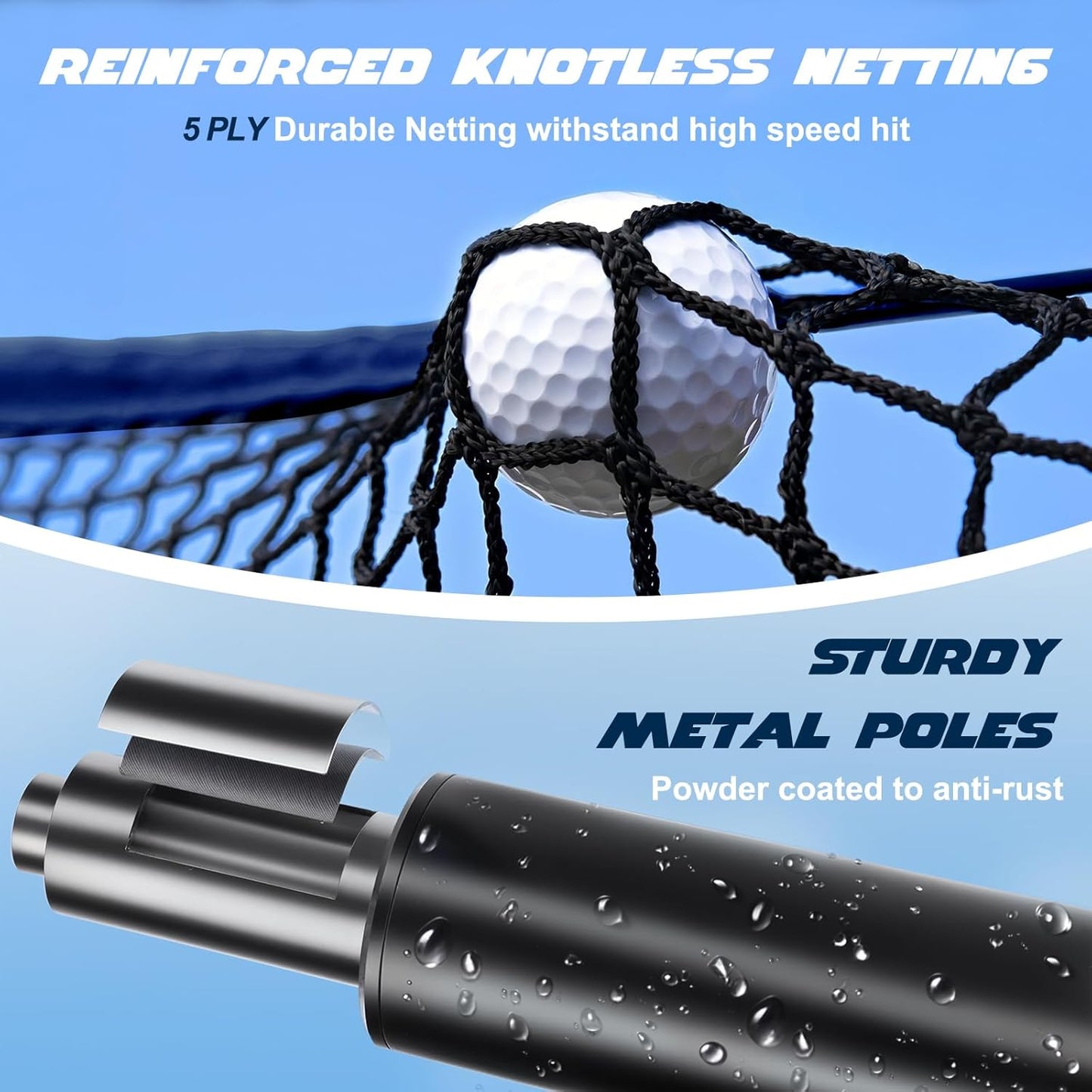 Golf Net Practice Hitting Net Golf Cage,10x7ft Heavy Steel Frame with 2 Net Side Barriers,for Backyard Driving Chipping Swing Training, Home Golf