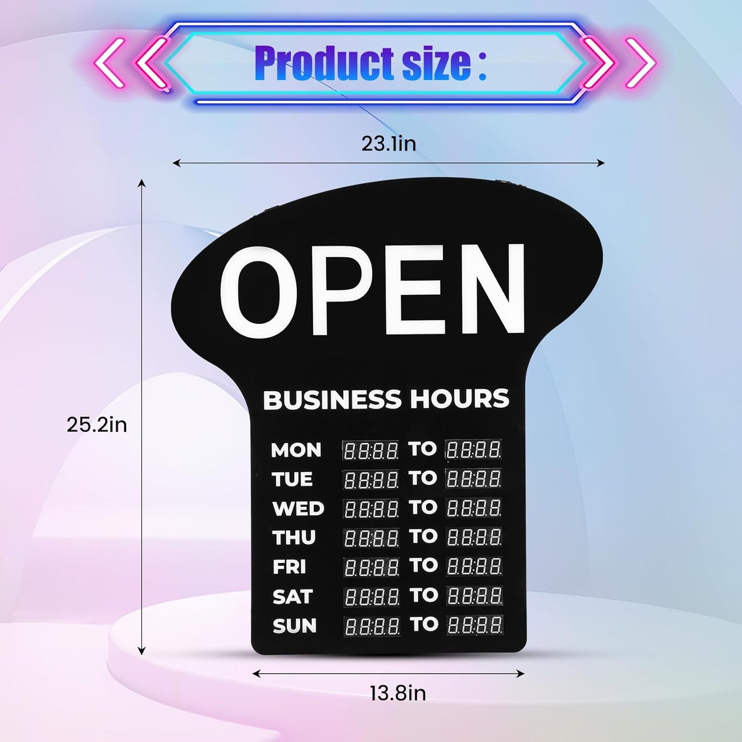 Open Sign with Hours, Multi-Colour LED Open Sign for Business Hours