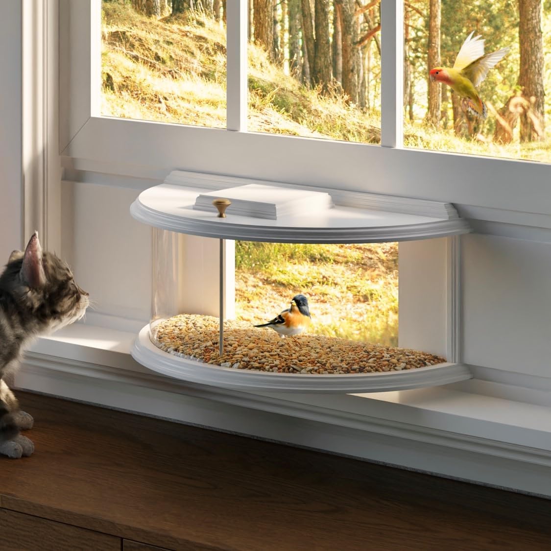 Indoor Window Bird Feeder Inside House for See Through Viewing with Sealing Foam Tape, 24 to 32 Inch Windows