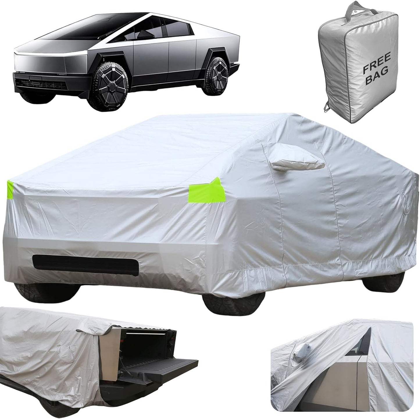 Car Cover for Tesla Cybertruck with Storage Bag and Windproof Bands, Outdoor Full Car Cover for All Weather