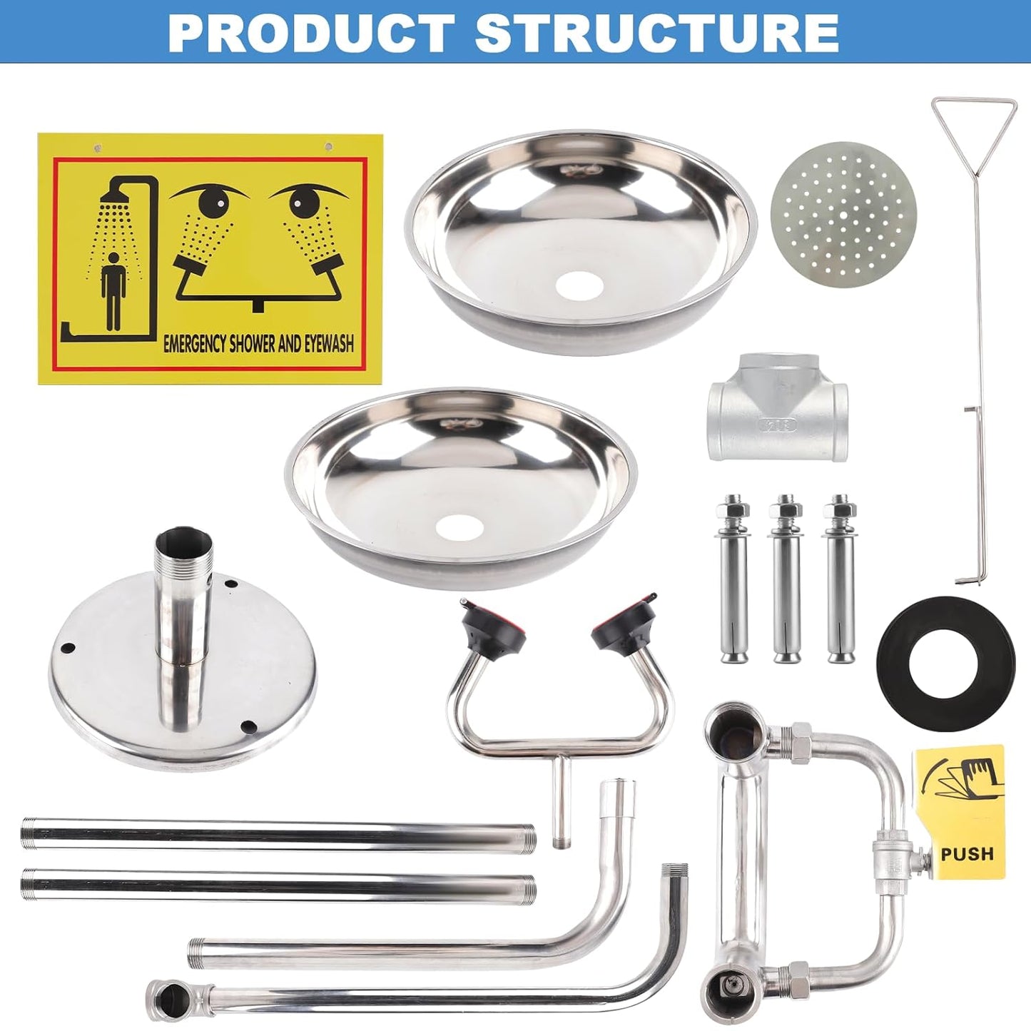 Emergency Eyewash and Shower Station - OSHA Approved First Aid Eyewash Station Kit