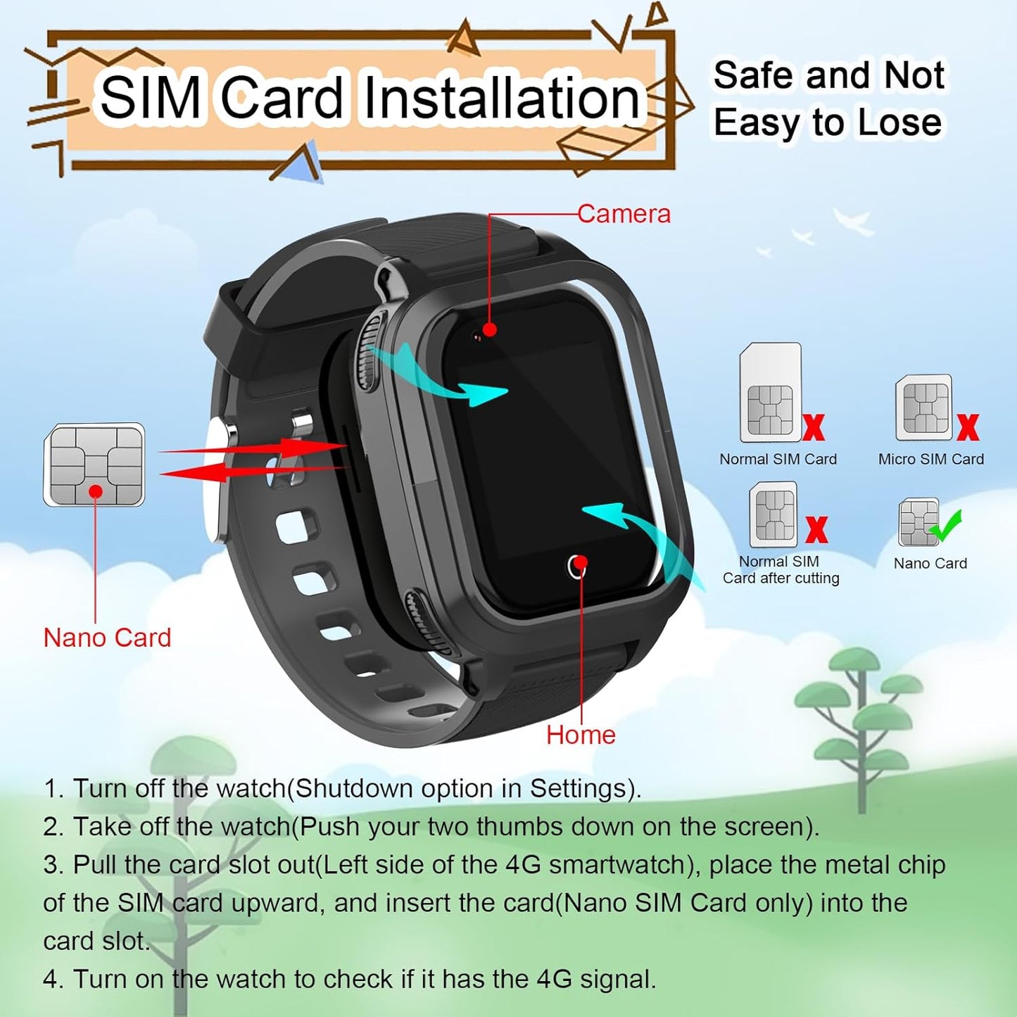 Kids Smartwatches with SIM Card, 4G Kids GPS Tracker Whatsapp Line Real-time Calling Voice Message SOS