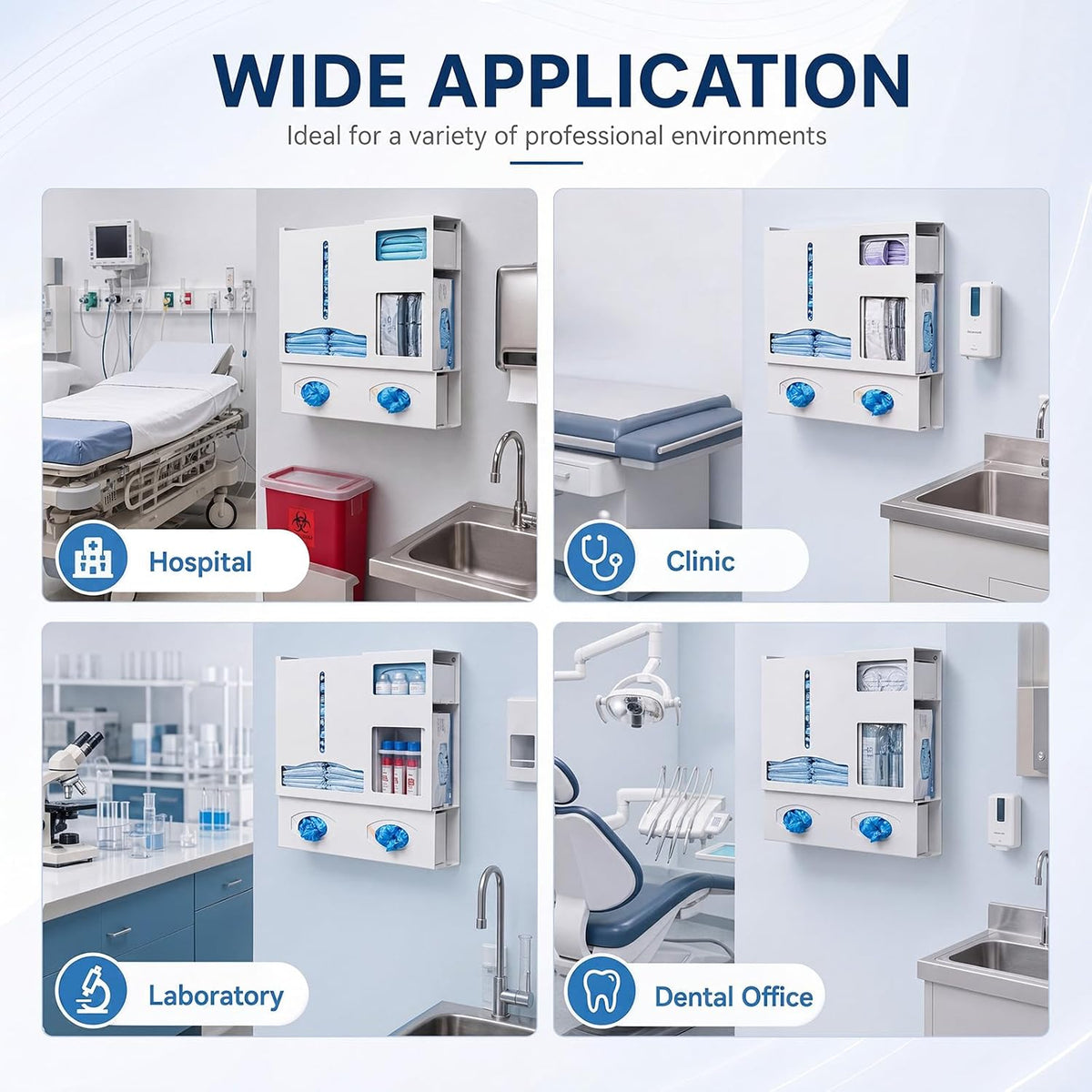 Metal Protective Wear Organizer, PPE Glove Mask and Gown Storage Dispenser