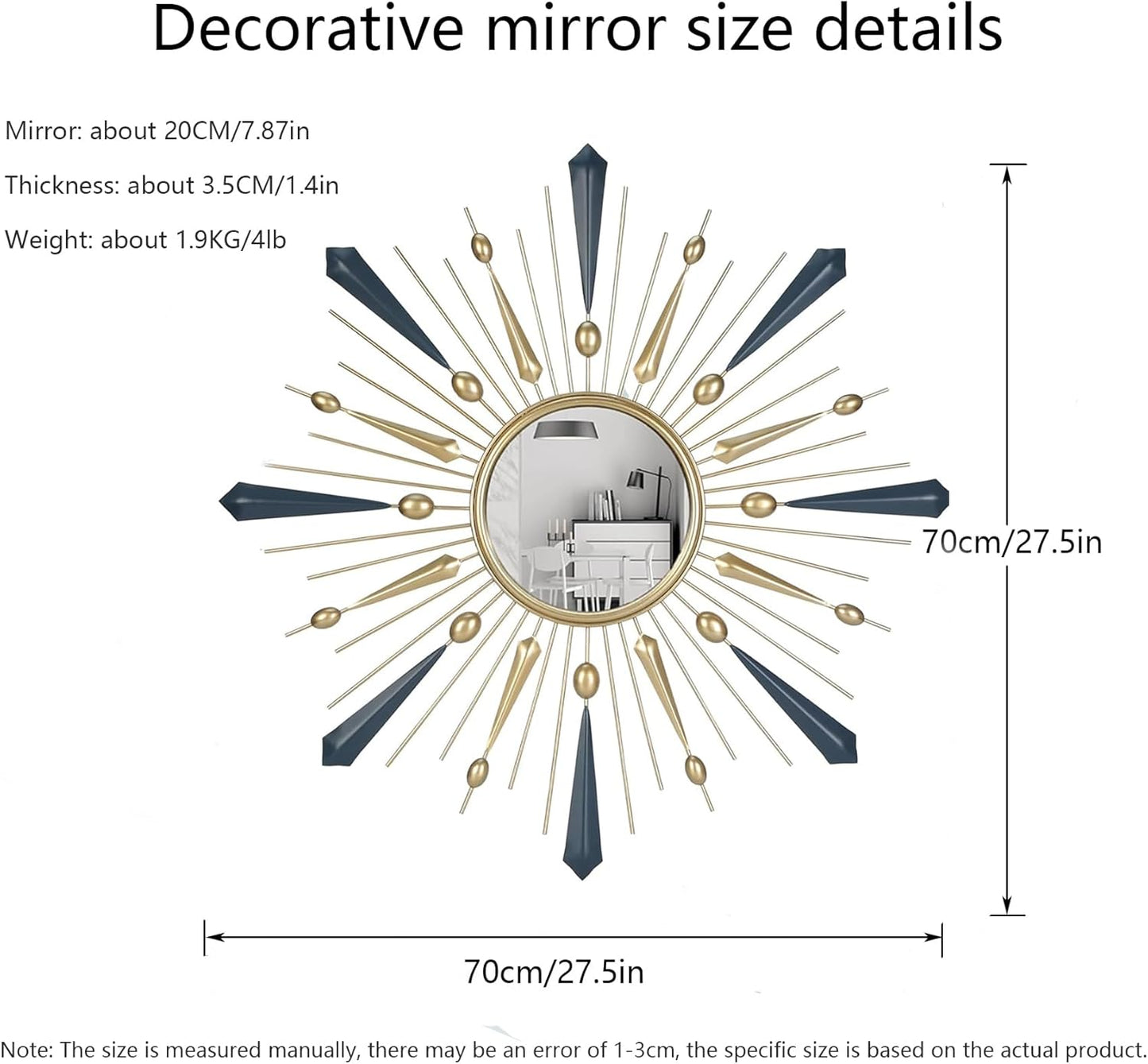 Sun Mirror, Gold Sunburst Mirror, Sunburst Wall Decor Sun Mirror Wall Decor 27.5'
