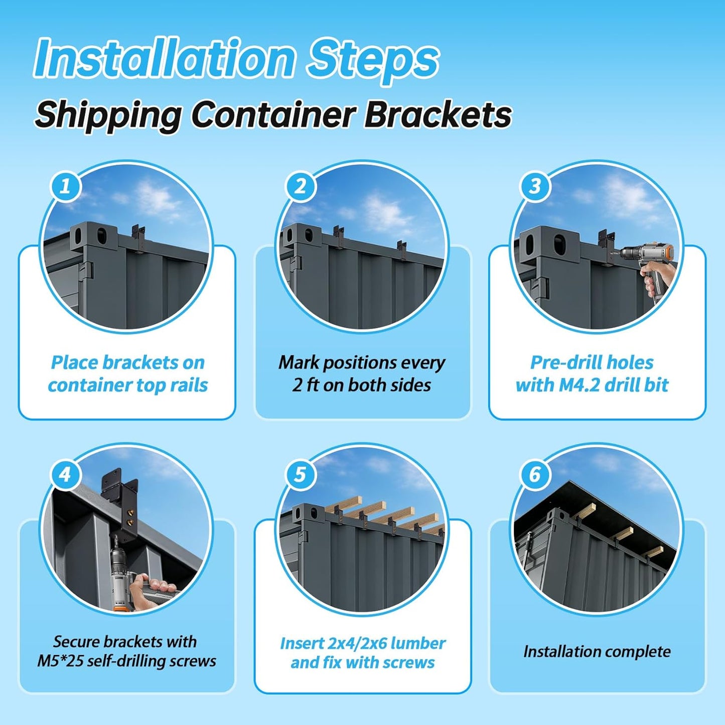 22PCS Shipping Container Truss Brackets, Shipping Container Roof Brackets Fits 20 FT Containers, Fits 2x4/2x6 Lumber, for Container Canopy Shelter, DIY Tiny Home, Bar & Living Space Conversion