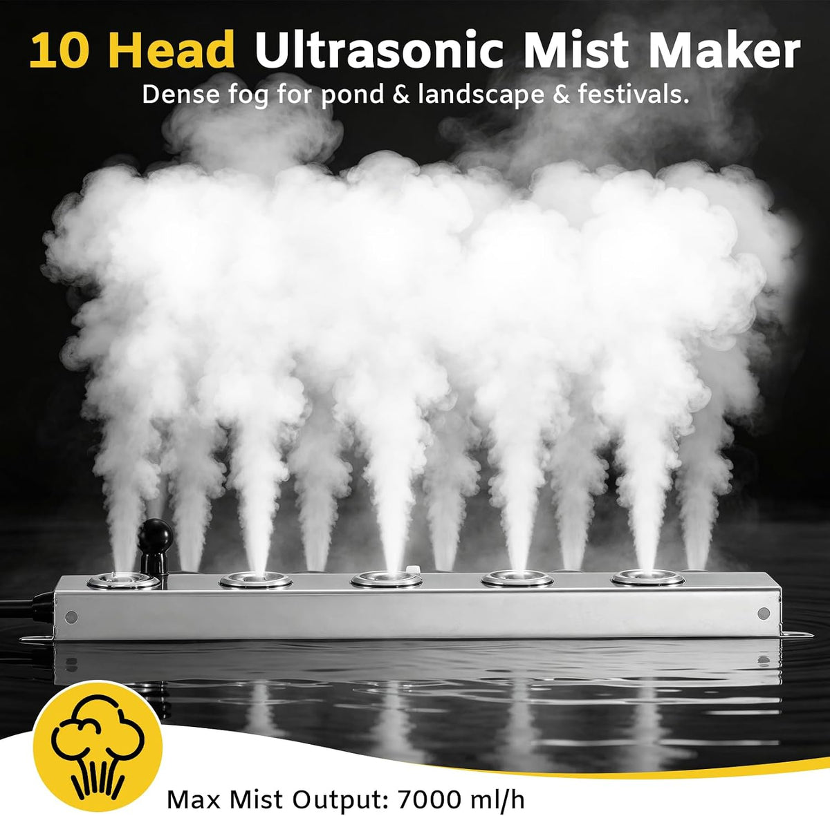Dyna-Living Mist Maker Ultrasonic Fogger 10 Head Ultrasonic Pond Fogger