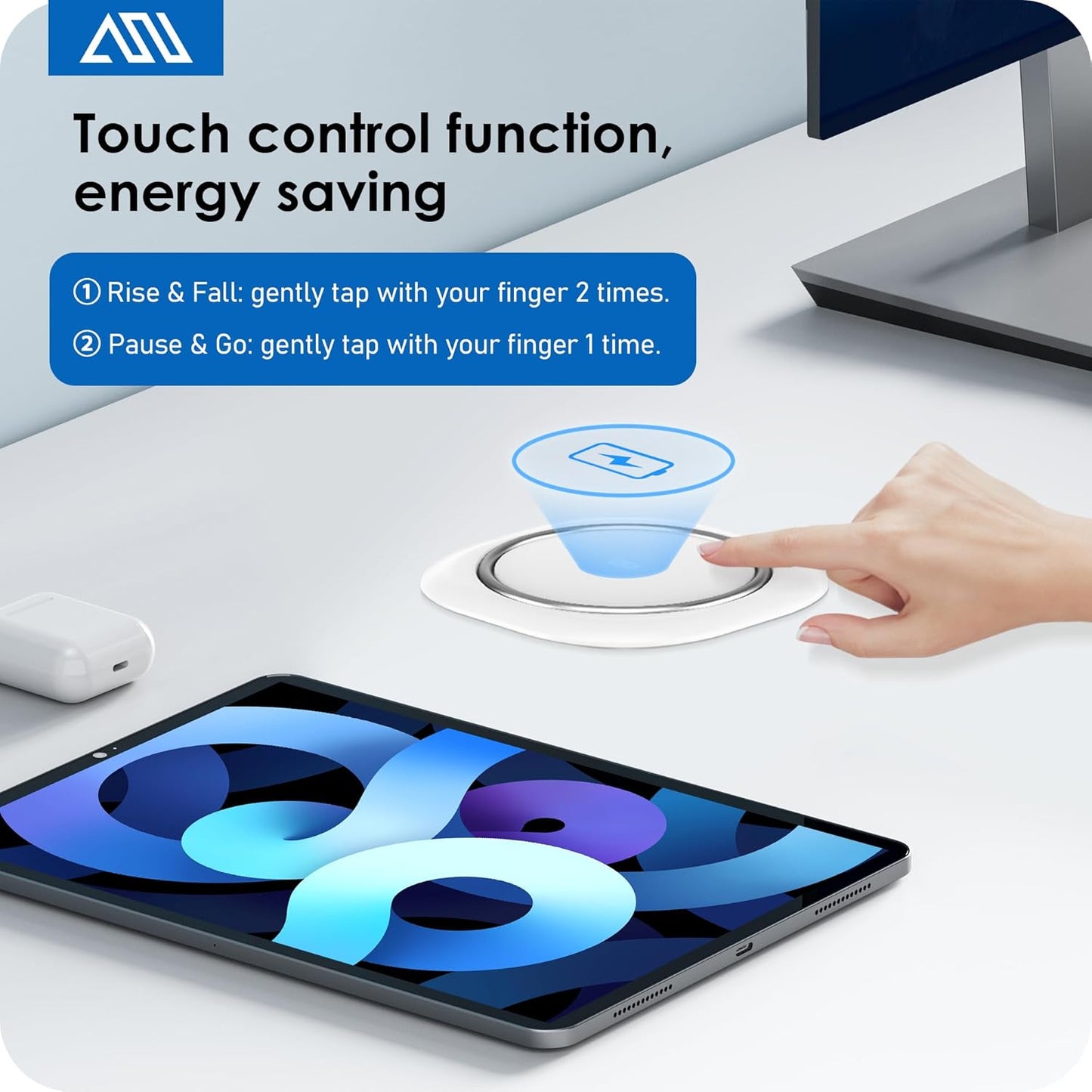 ANNQUAN Motorized Pop Up Countertop Receptacle with 15W Wireless Charger,Max 20W Power Delivery,3.15" Automatic Pop Up Electrical Outlet wi