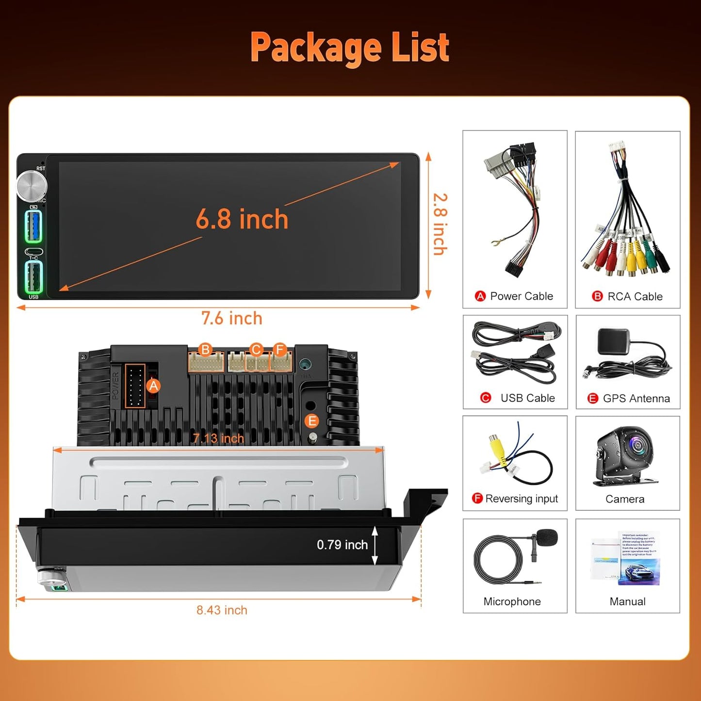 (8Core + Android 15) 6.8 Inch QLED Touch Screen Car Radio for Dodge Ram 1500 2500 (1994-2001),for Dodge Grand Caravan (1992-2000), Support Carplay& Android Auto& Mirror Link &Bluetooth&GPS&FM Radio For Dodge Ram 1500/2500 1994-2001