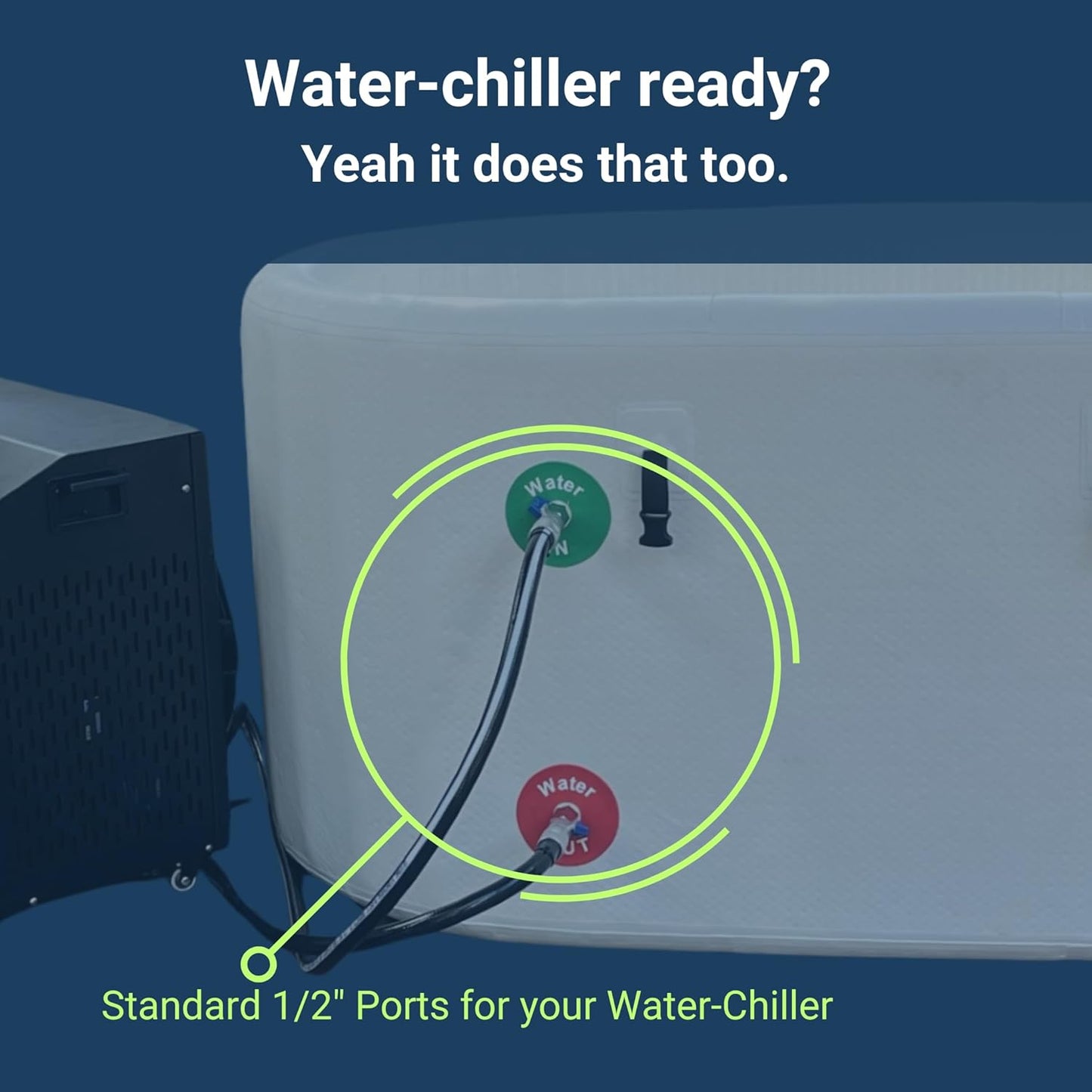 Icebound Essentials Immersion Cold Plunge 135 Gallon Ice Bath and Cold Plunge Tub Chiller Compatible Connections Inflatable Cold Plunge - Durable,