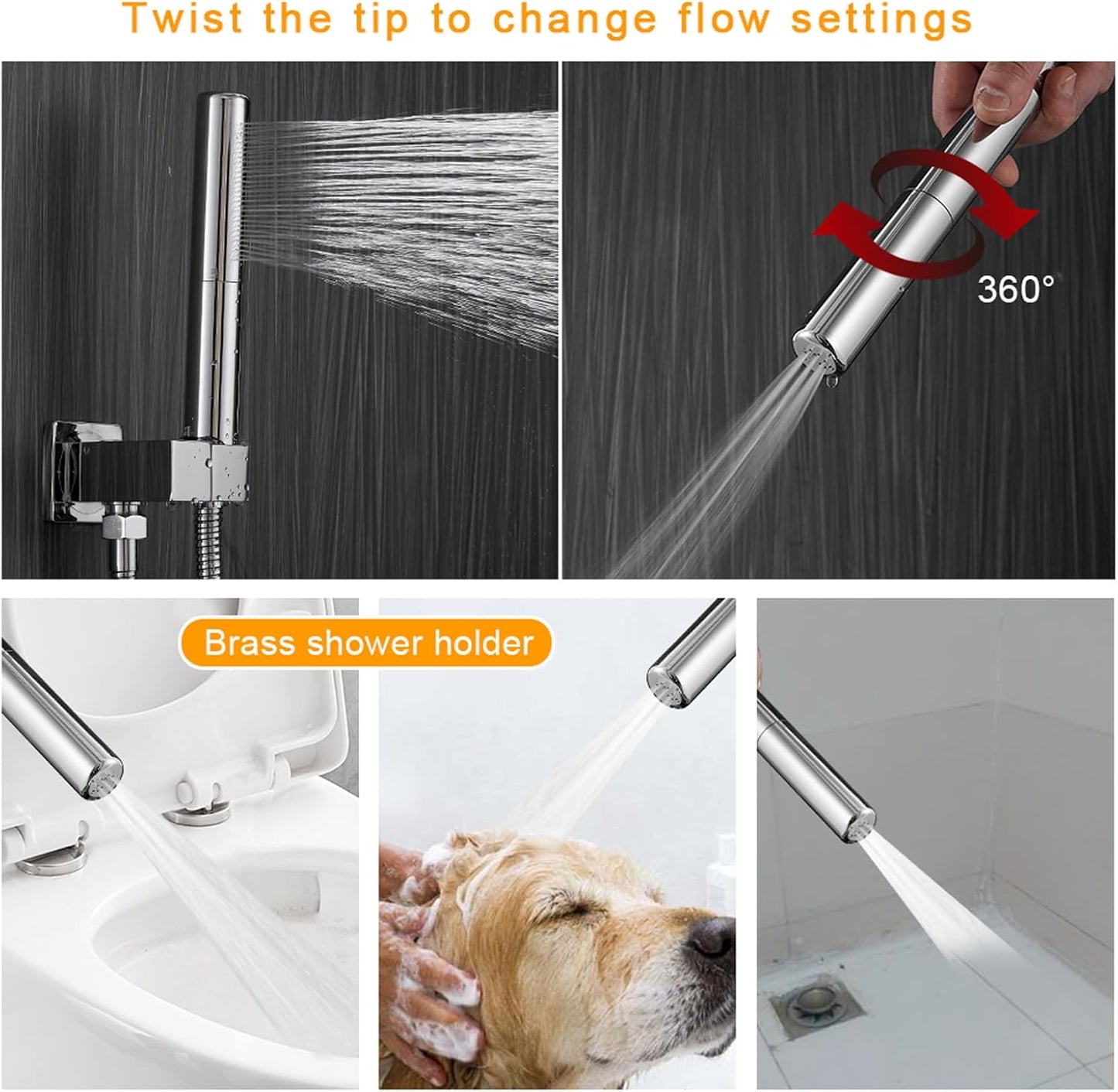 BESy 10 Inch Solid Brass Shower System Fixture High Pressure Mixer Shower Head and 2 in 1 Handheld Wall Mounted, Rainfall Shower Faucet Set Combo