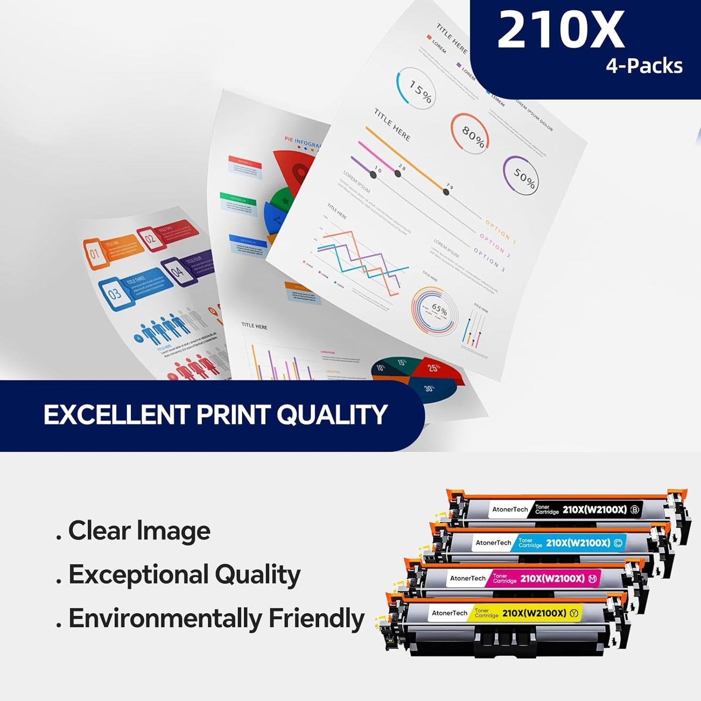210X 210A High Yield Toner Cartridges(4 Pack )Compatible Replacement for HP 210X 210A 210 Toner Cartridge with Color Laserjet Pro MFP 4301fdw 4201dn 4301fdn 4201dw 4301 Printer Ink|W2100X W2101X 210X-4pack