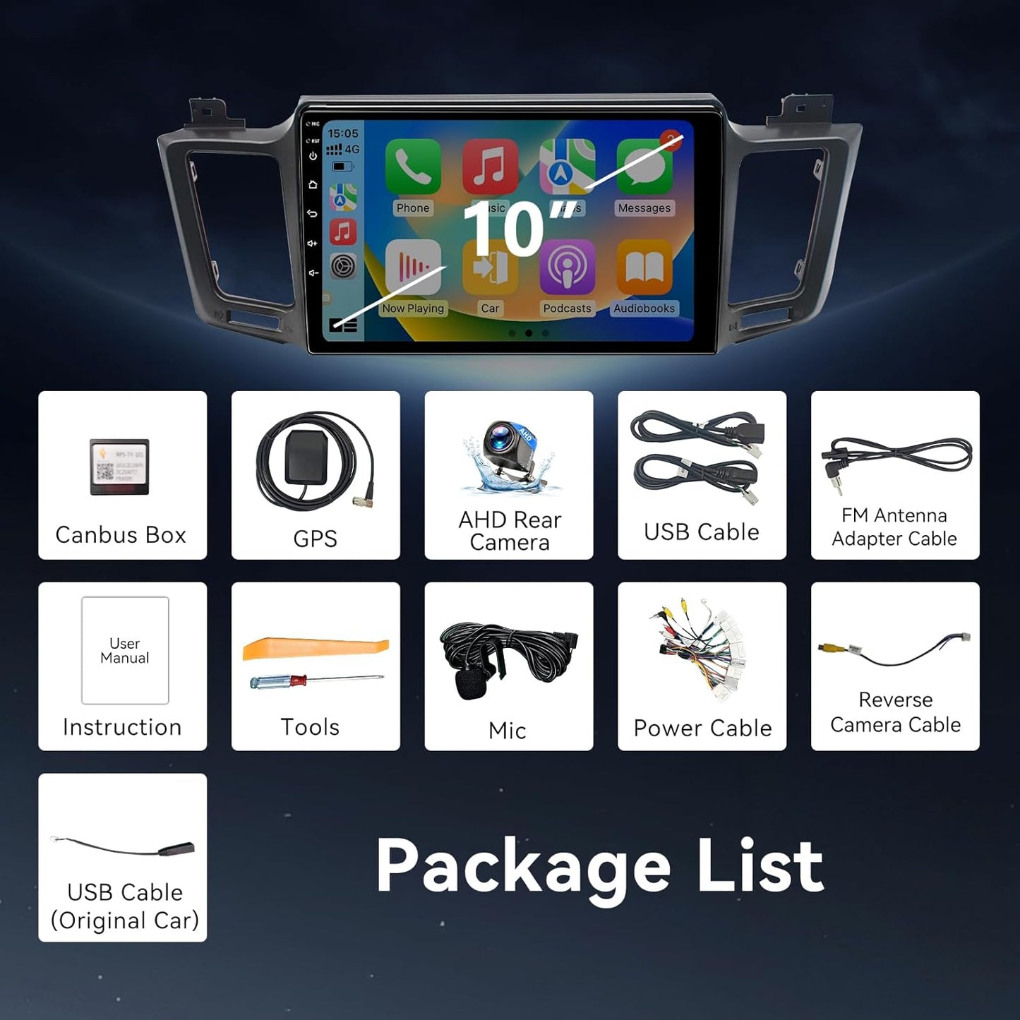 Android 13 Radio Compatible with Toyota RAV4 2013 2014 2015 2016 2017 2018, 10 Touch Screen Car Stereo Head Unit Wireless Carplay/Android Auto Mirror Link Backup Camera