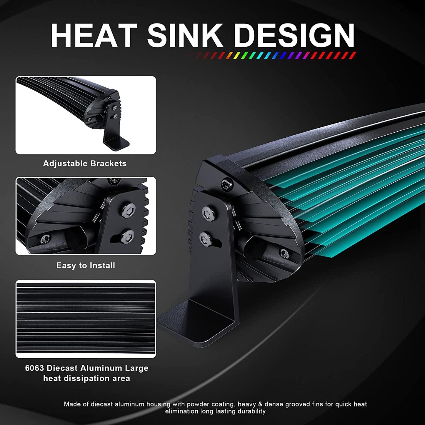 RGBW Curved LED Light Bar 52Inch 300W Flood Spot Combo Beam