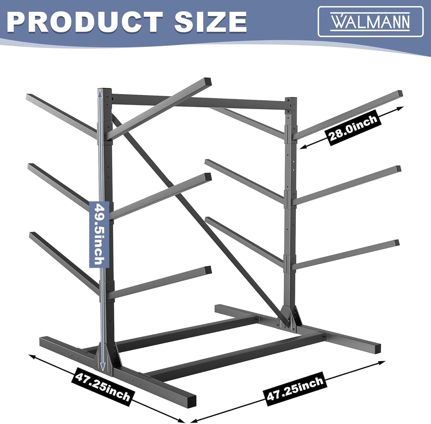 Garage Kayak Rack, Heavy-Duty Metal Kayak Storage Rack 6-Tier Adjustable Freestanding Kayak Stand