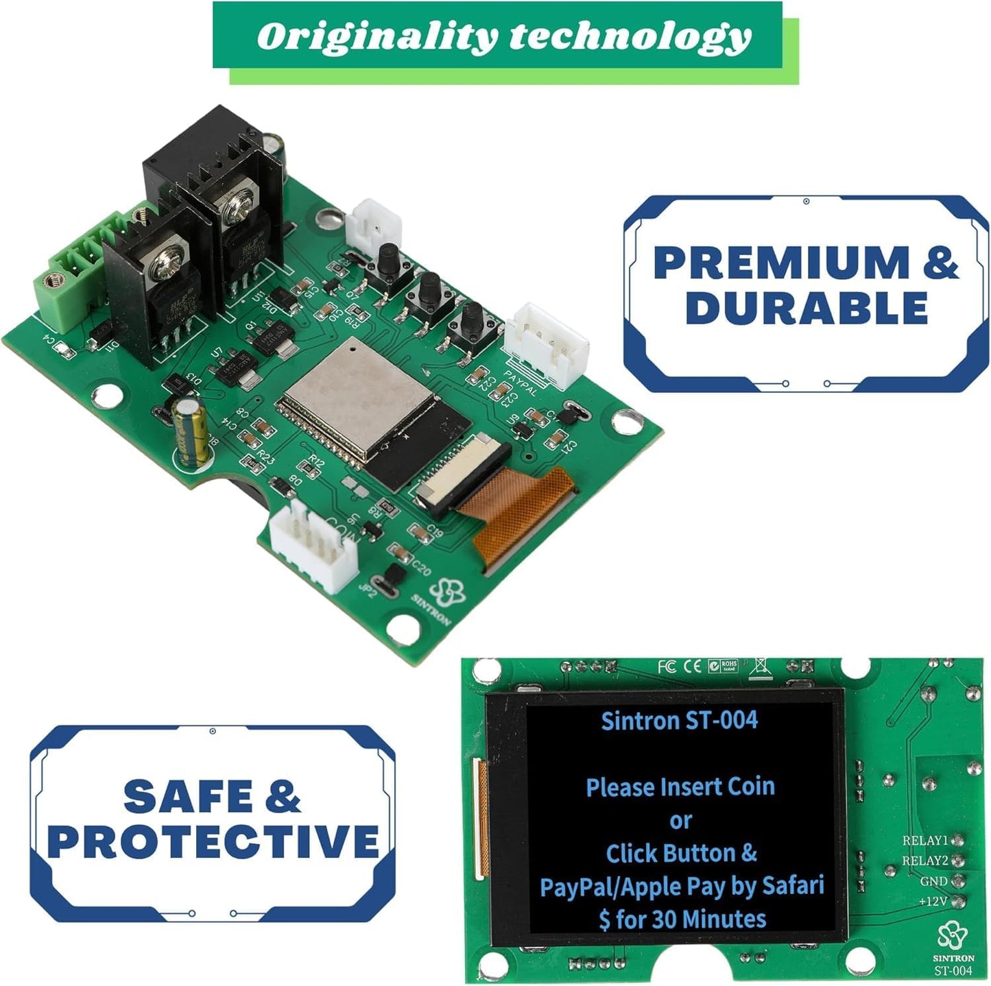 ST-004 110V LCD Coin & Mobile Contactless Payment - Apple Pay Google Pay Paypal Venmo Cash App
