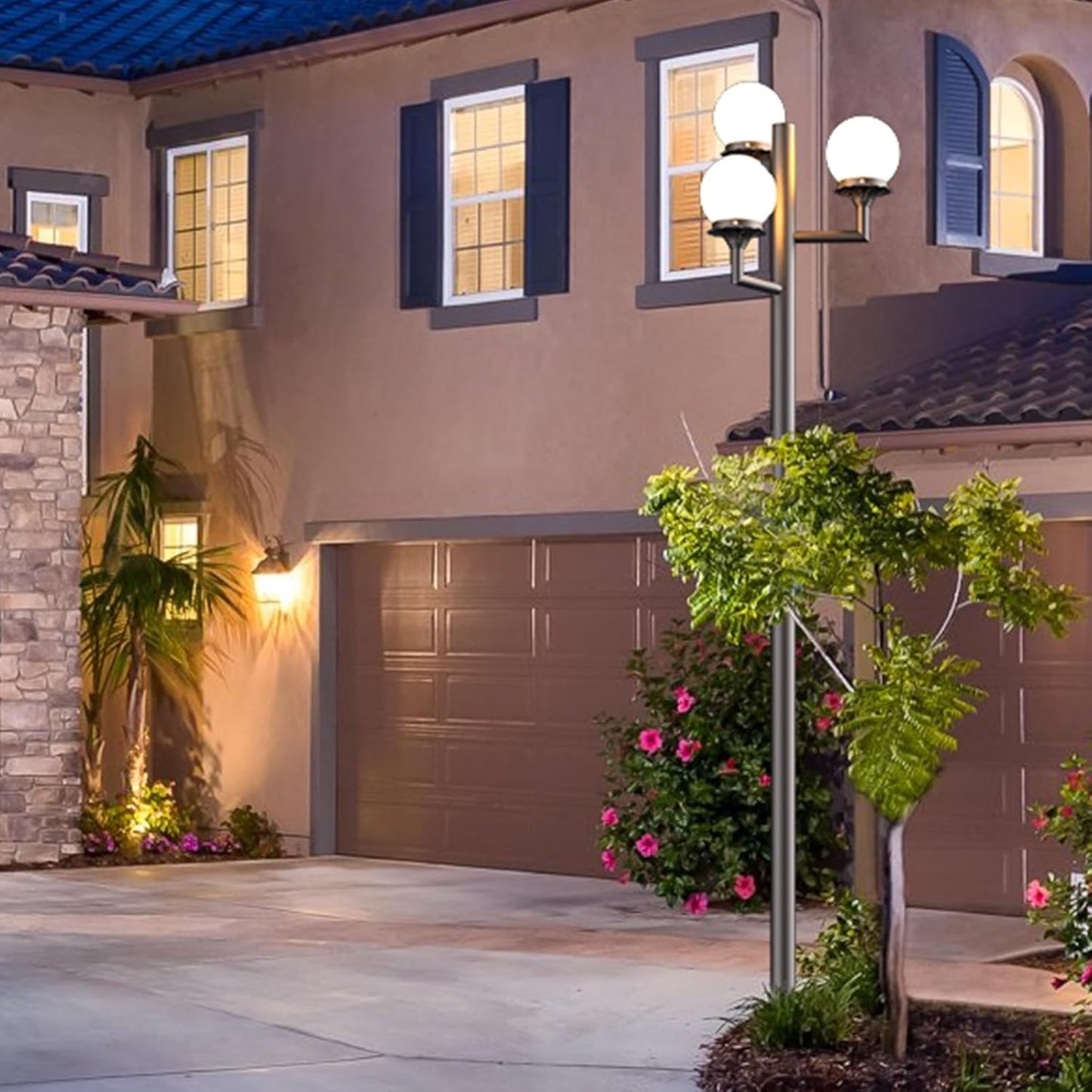 Lightdot 79" Outdoor Lamp Post Light, 3-Head Street Light Pole Lamp with G9 LED Bulbs, IP65 Waterproof Outdoor Post Light Fixtures for Garden