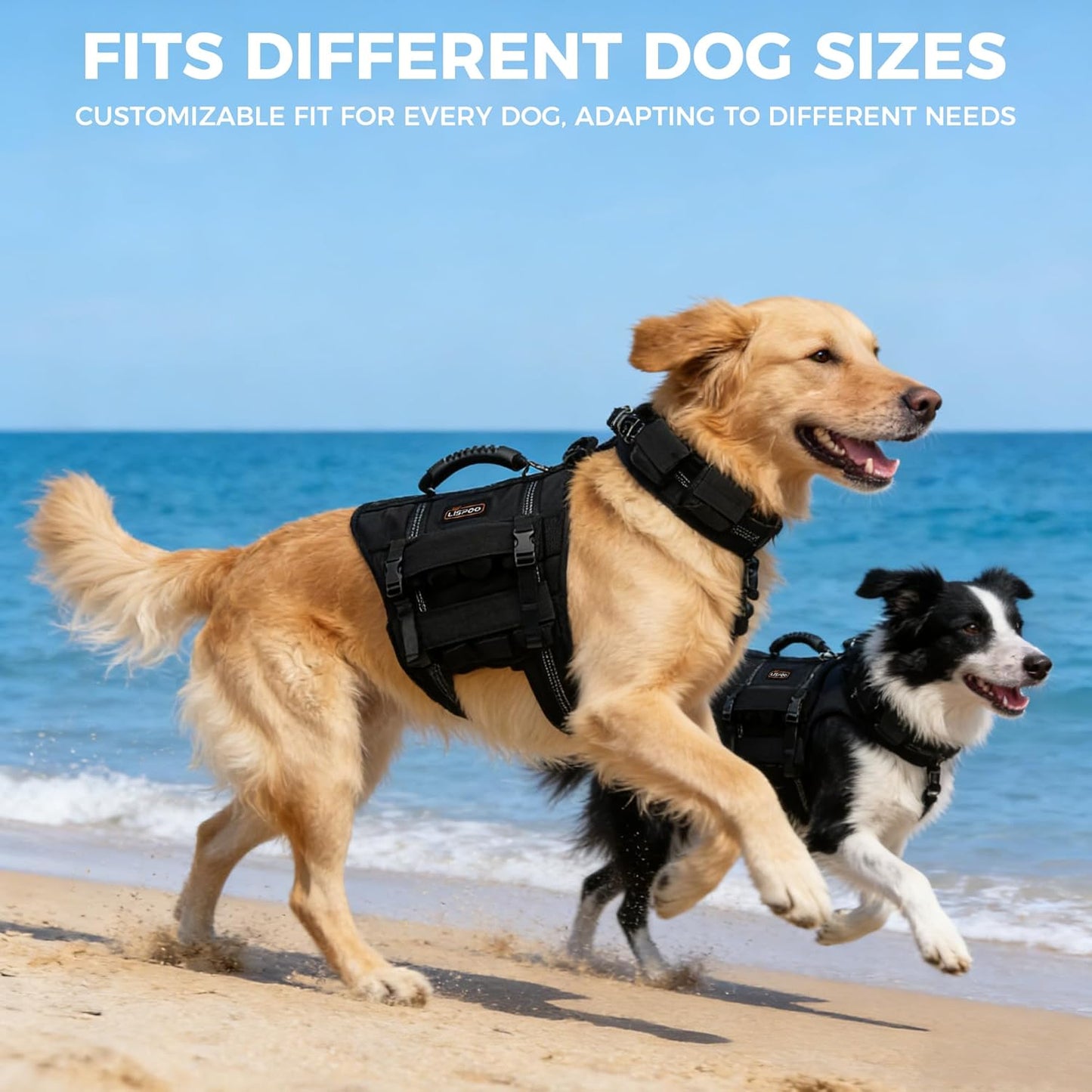 Weighted Dog Vest for Medium and Large Dogs, Adjustable Dog Weight Vest with Weighted Collar, 4 Removable Weight Blocks for Exercise, Walking, Strength Training & Conditioning(L)