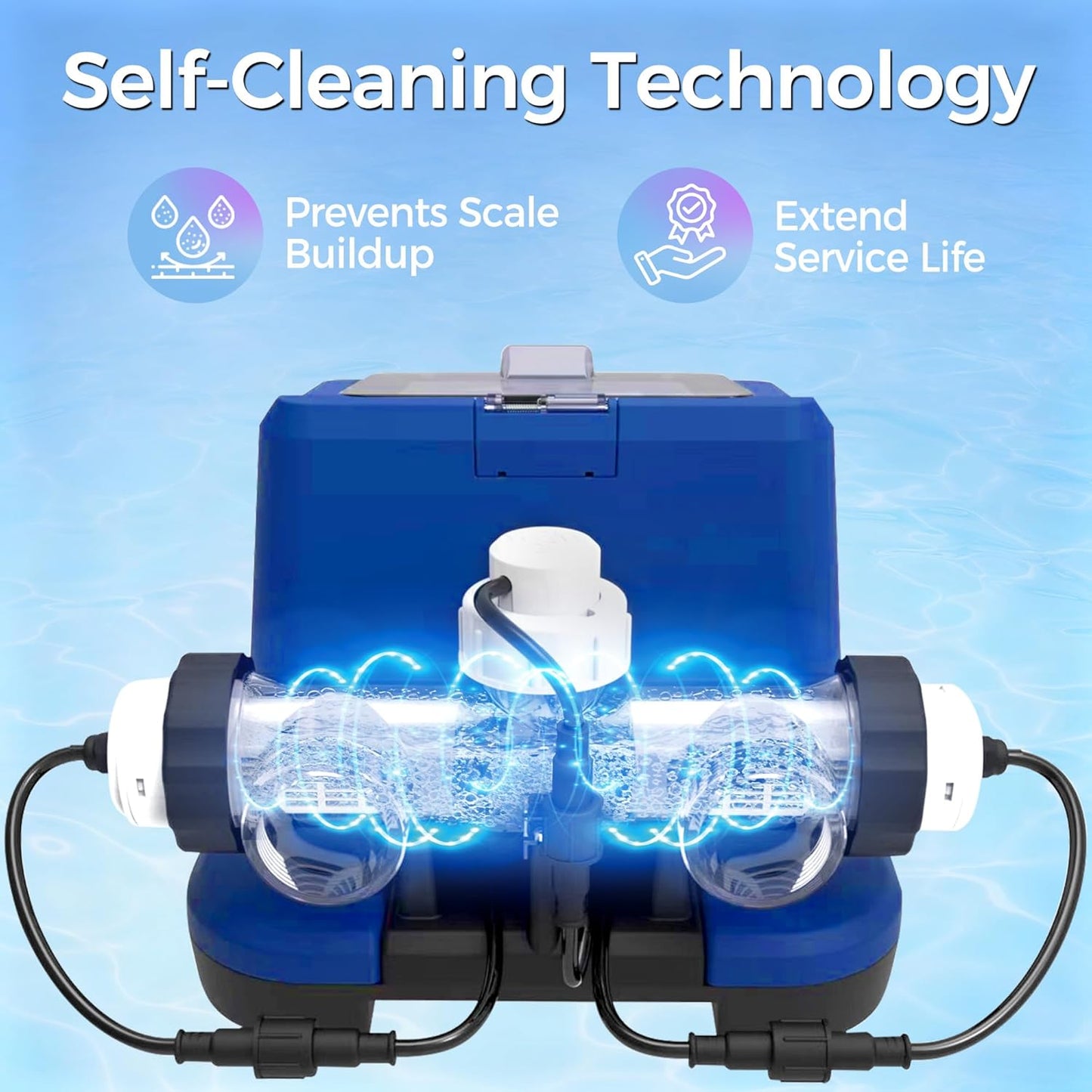 Salt Water Pool Chlorinator System —— Up to 20,000 Gallons, Smart Salt Chlorine Generator with LCD Display, GFCI Plug & Precision Calibration, Pool Salt System for Above Ground Pools with GFCI Plug