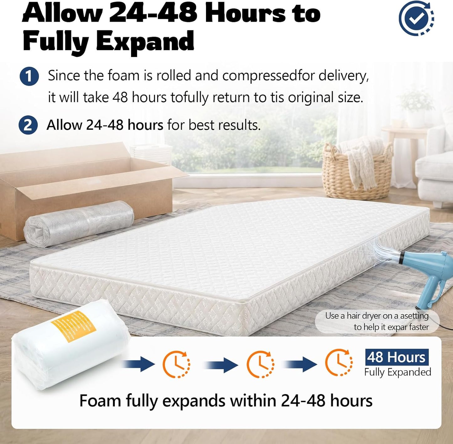 RV Corner Bunk Mattress, 4" Thick Memory Foam, Reversible Dual Comfort Design, Breathable Removable Cover, 51" W x 74" L with 22" Diagonal Corner Cut, for Campers & Trailers