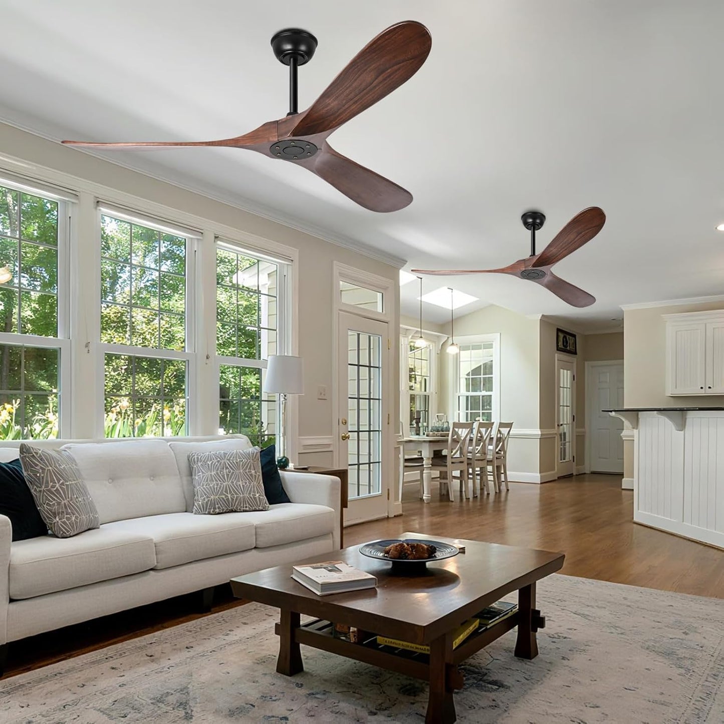52 Inch Ceiling Fan No Light, Wood Indoor Outdoor Ceiling Fans Without Lights