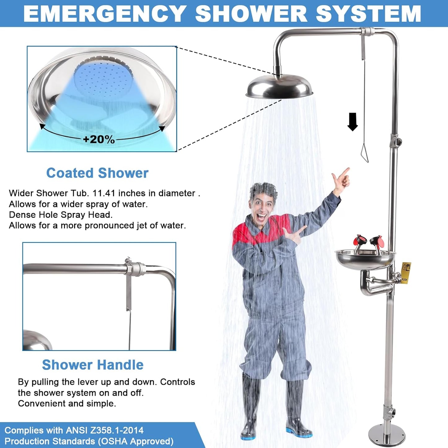 Emergency Eyewash and Shower Station - OSHA Approved First Aid Eyewash Station Kit