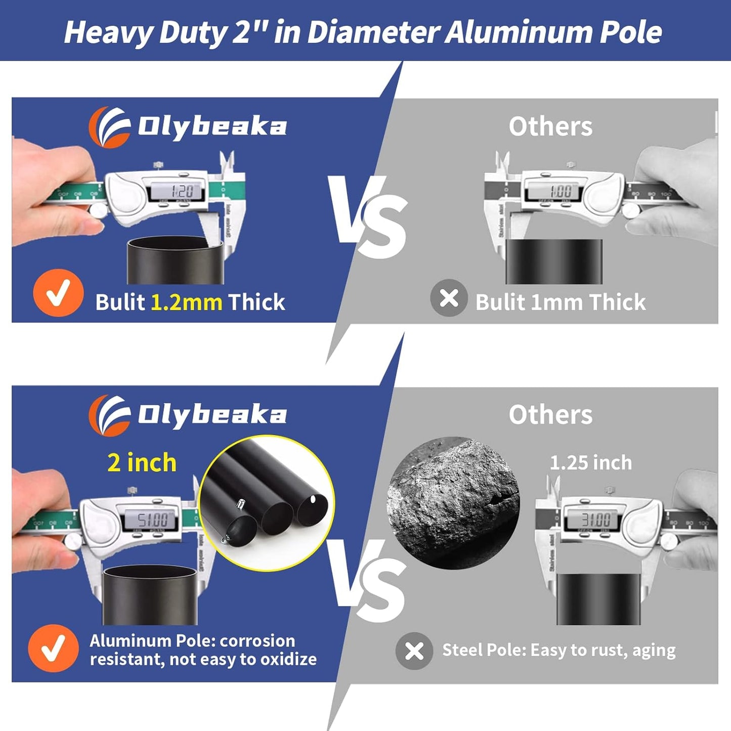 Olybeaka Portable Volleyball Net Outdoor for Backyard Beach Heavy Duty Volleyball Net Set System with 2" Adjustable Height Aluminum Poles, PU