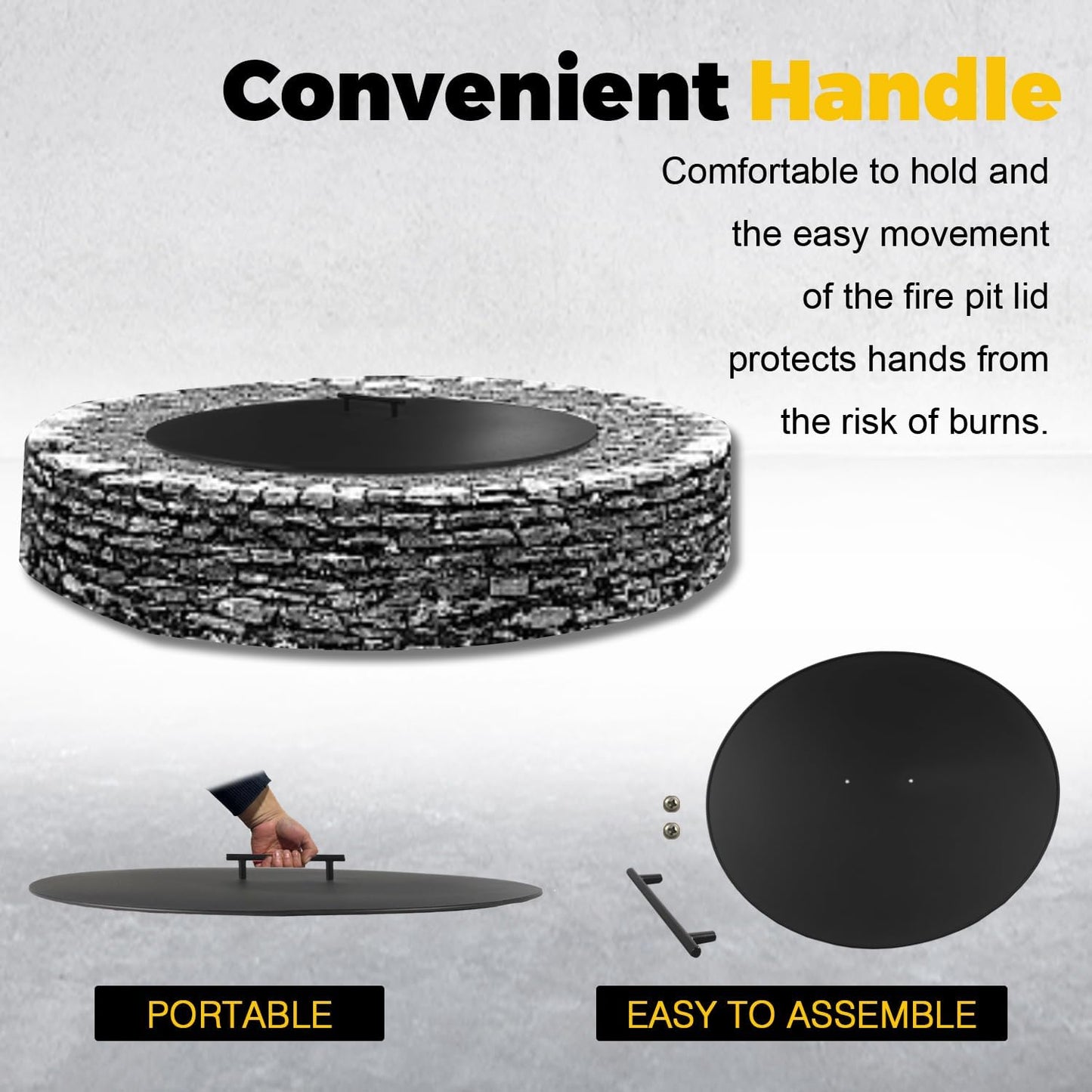 34' Fire Pit Lid/Cover, Round Heat Resistant Flat Burner Pan Cover NOTE: this cover is a bit warped, but still useable. Item already discounted