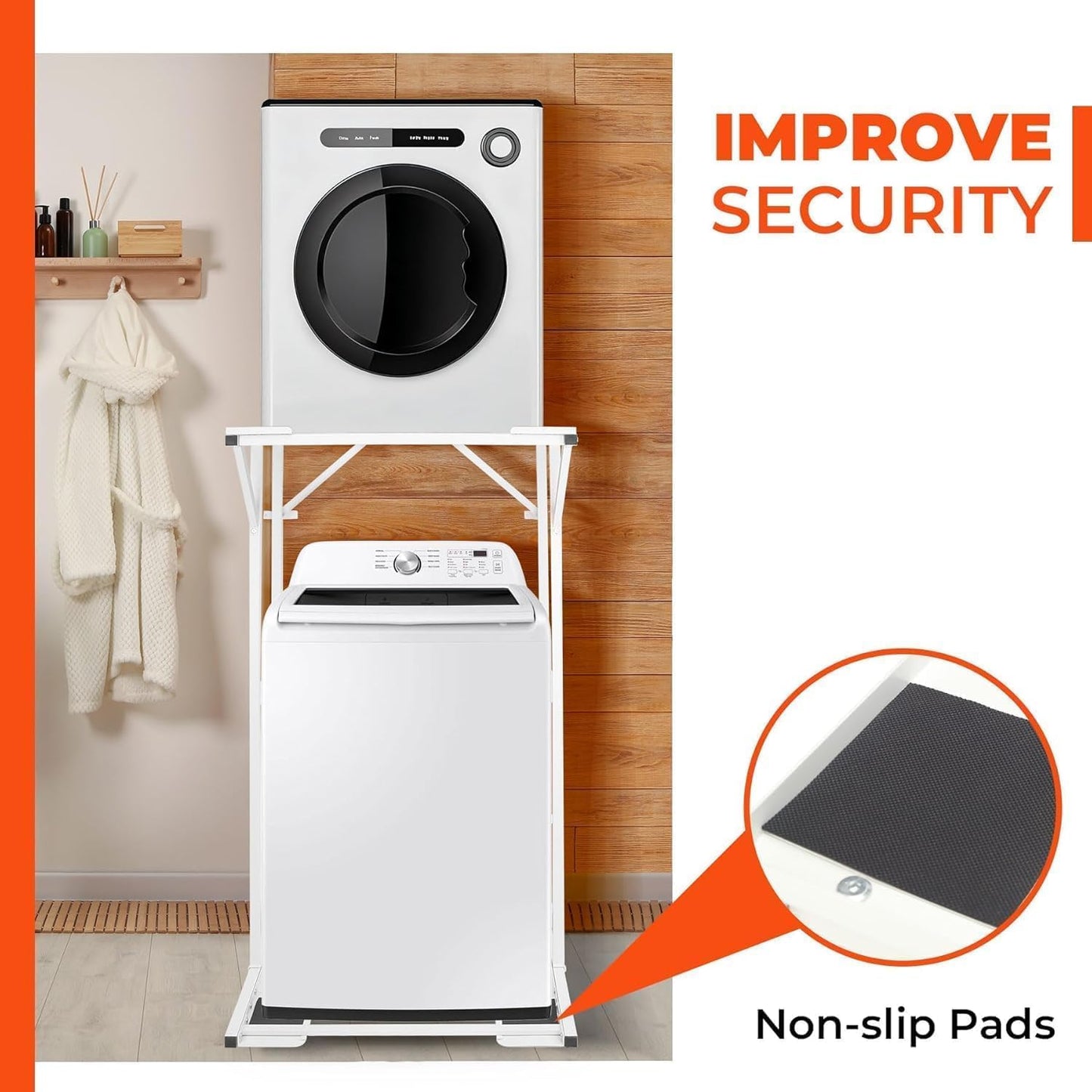 Double Layer Washer and Dryer Stand, 23"Heavy Duty Sturdy Steel Washer Dryer Stand, Work Well with Most Washer Dryer Models