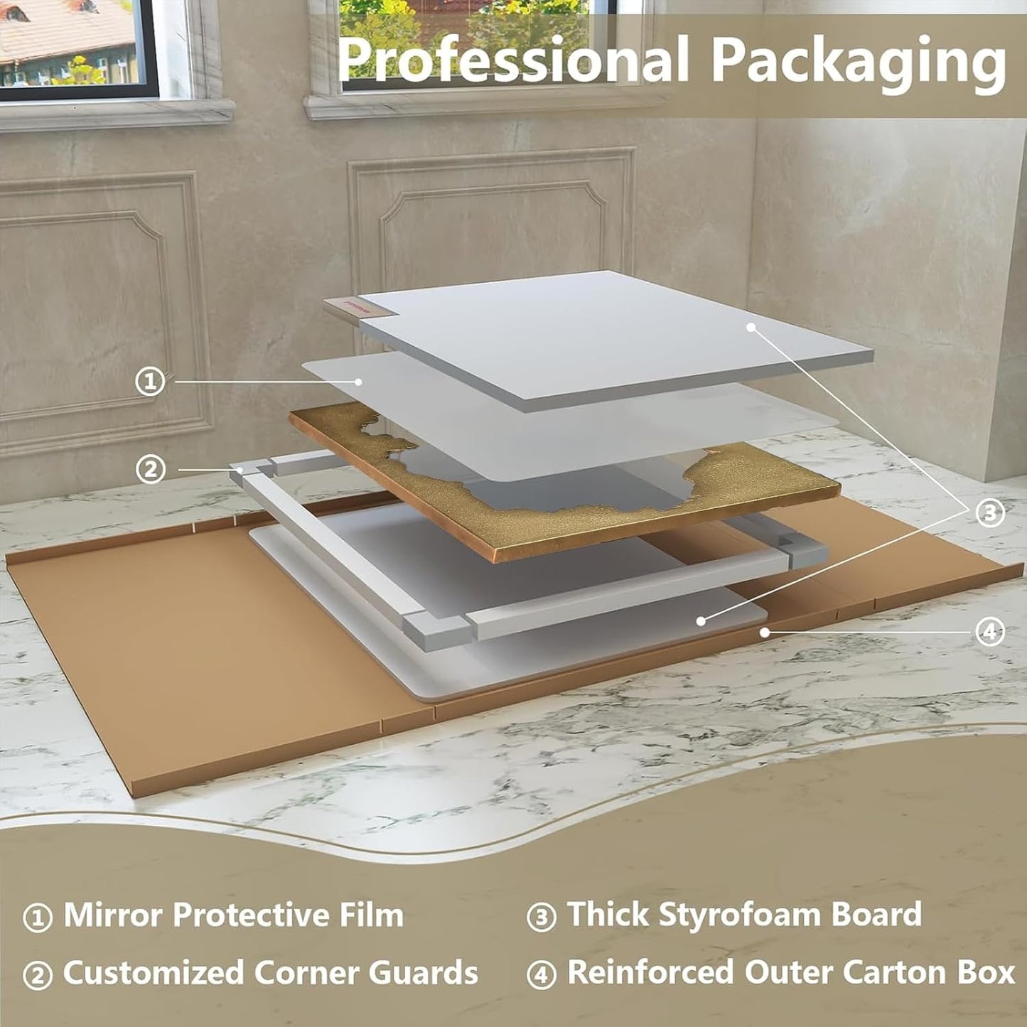 24x36 Inch Rectangular Mirrors for Wall, Bathroom Makeup Mirror, Wall Mirror, Decorative Mirror