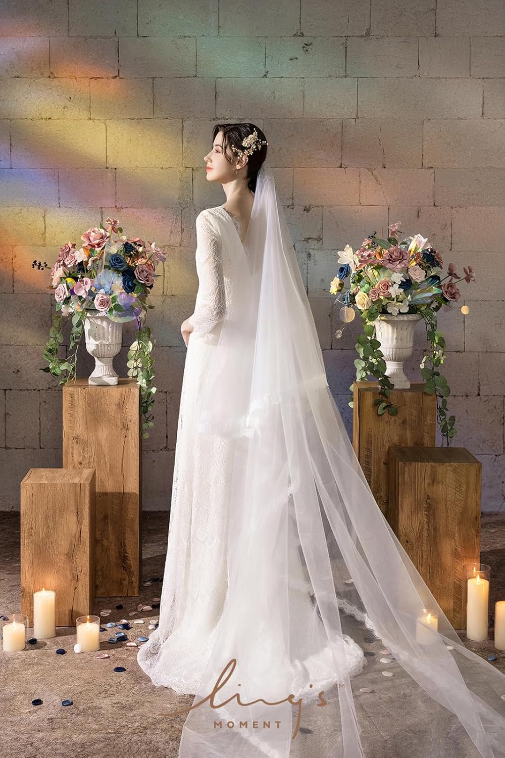 Ling's Moment 41" Tall Free Standing Artificial Flowers Arrangements 2 pcs Wedding Arch Altar Stage Decorations Dusty