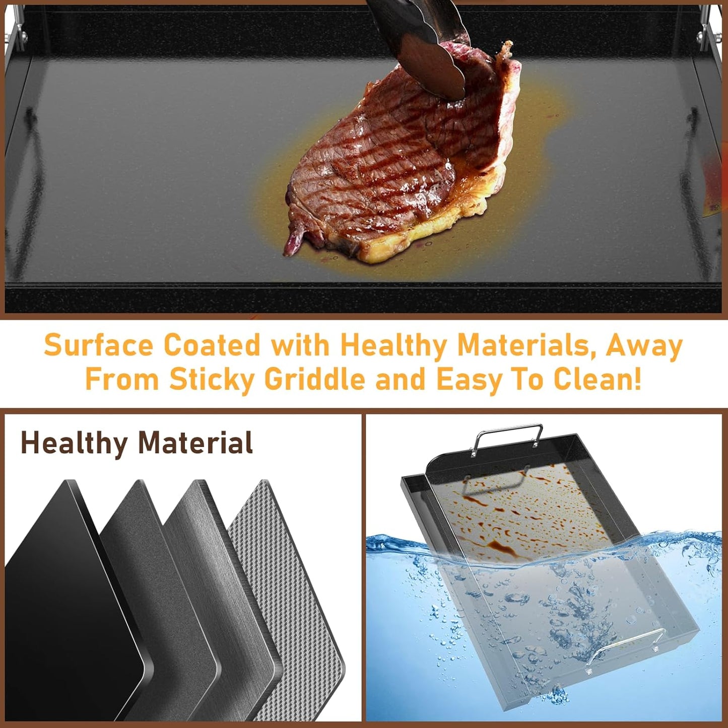 25'x16' Nano-Ceramic Nonstick Griddle for Gas & Charcoal Grills
