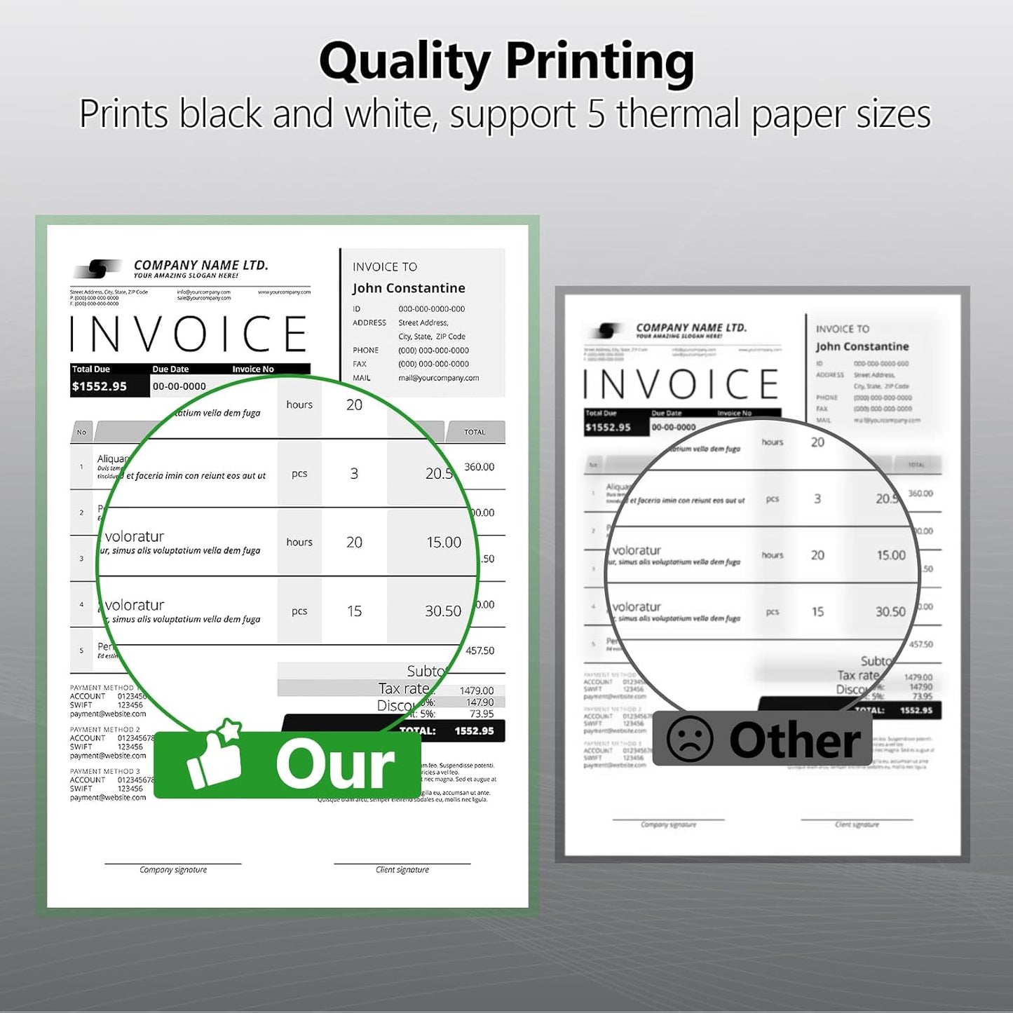 Portable Inkless Thermal Wireless (Bluetooth) Printer for Travel, M832 Support 8.5'' x 11'' Letter & A4 Paper