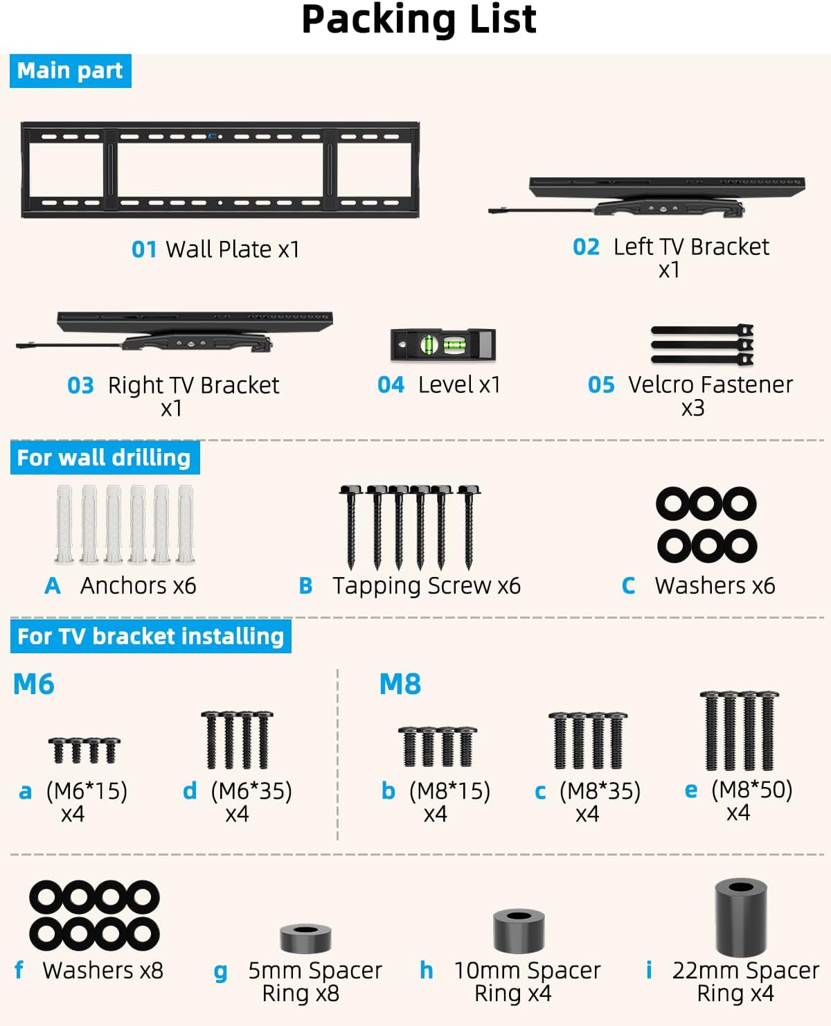 HOME VISION Heavy Duty Tilting TV Wall Mount for 65-150 Inch Flat & Curved TVs, 264lbs Load Capacity, 2.44" Low Profile Wall Mount TV Bracket, Max VESA 1200×600mm, Fits 16/18/24/48 Inch Wood Studs