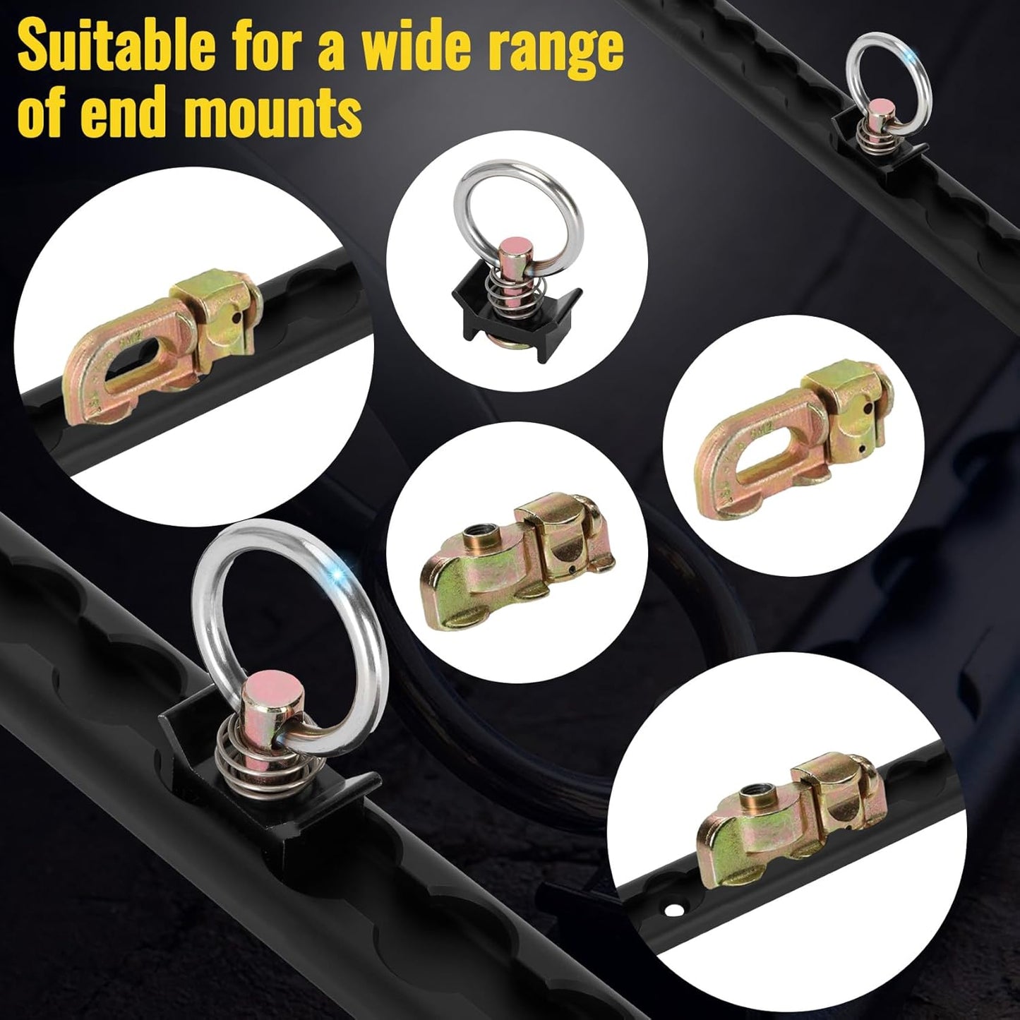 Upgraded 4ft 4pcs Aluminum L-Track, 48' L Track Rail and (4) Black Single Stud O-Ring Fittings