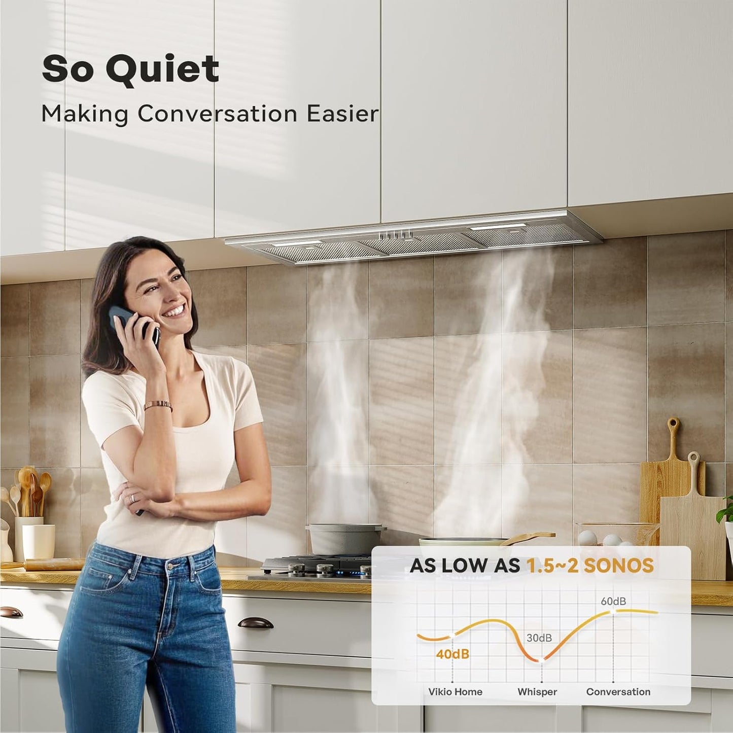 Range Hood Insert 30 Inch, Dual Inlet for 50% Better Suction, Includes 2 Charcoal Filters