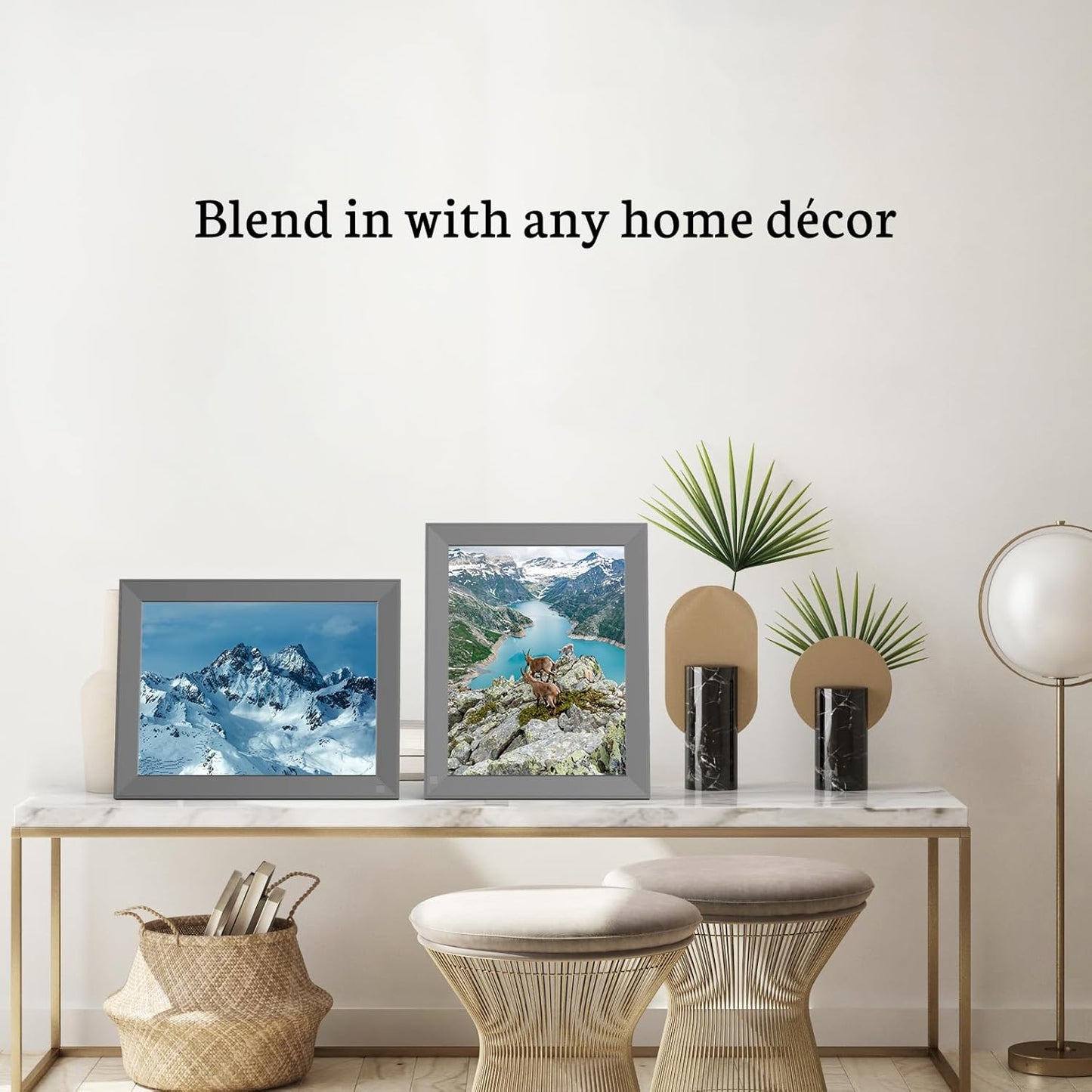 Smart 10 Inch Digital Picture Frame with IPS Touch Screen, 2K Ultra-Clear Display, Calendar, weather, sharing functions