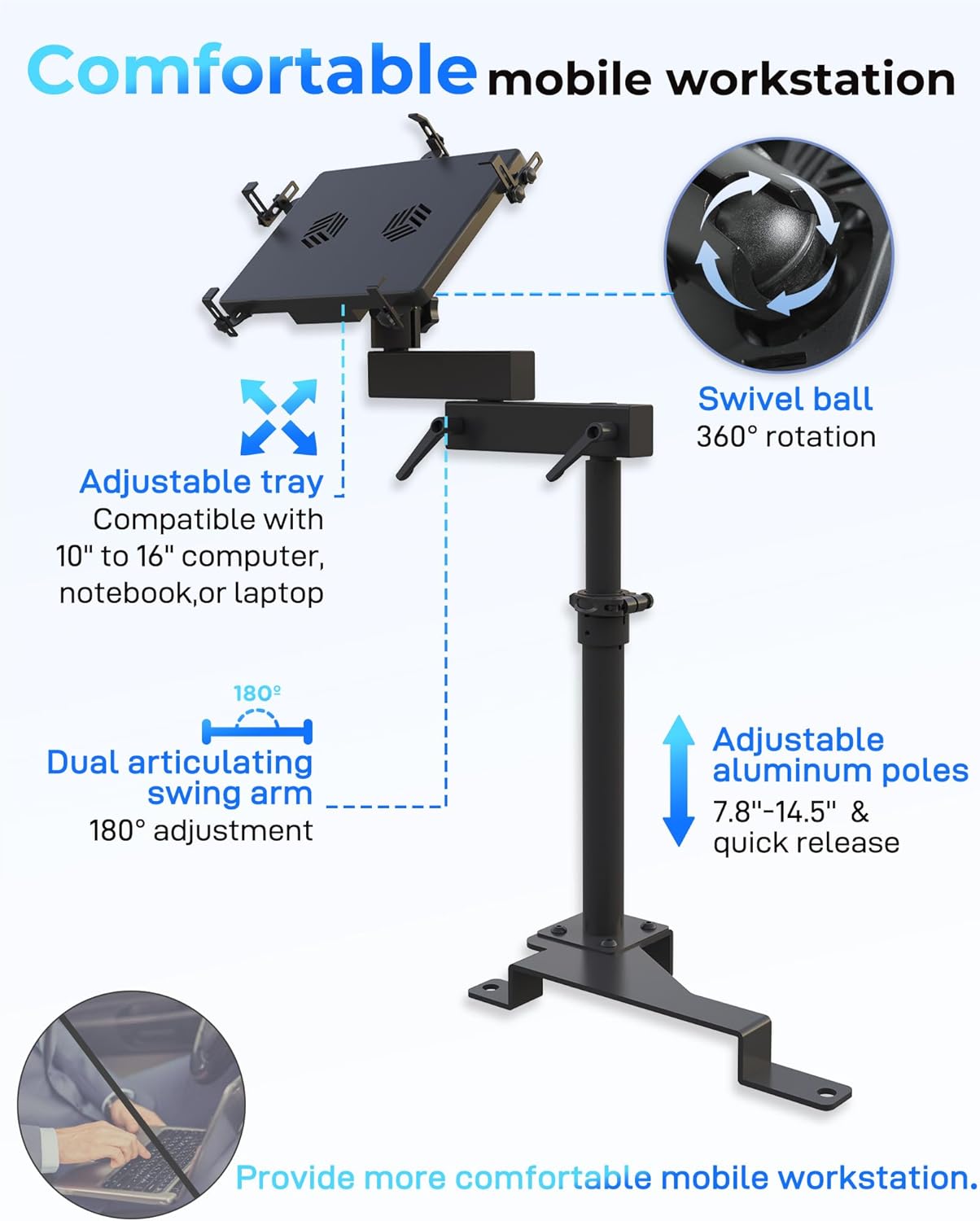 Truck Laptop Mount Fit for Ford F150,F550, F250, Ford Transit Connect, Jeep Compass