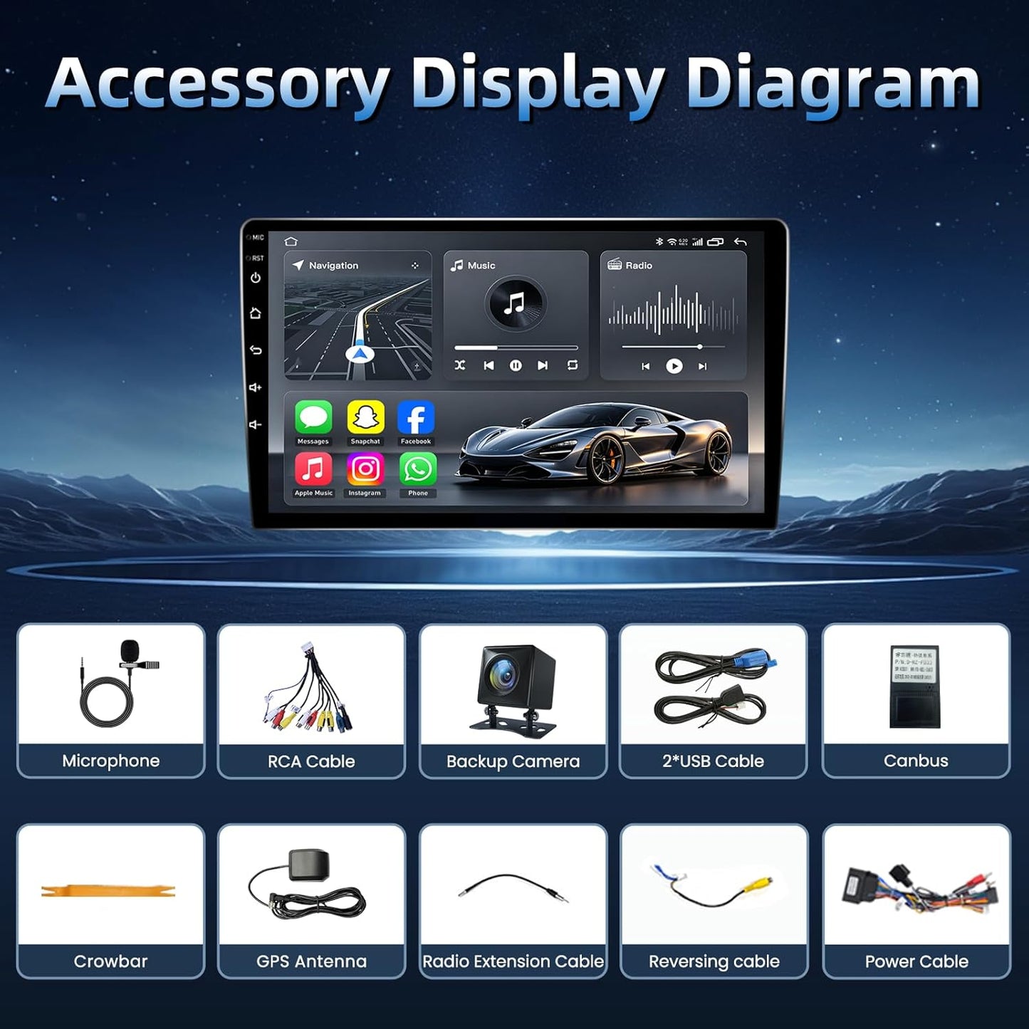 4Core+64GB ROM Car Radio for Dodge Ram 1500 2500 3500 2009-2012: 10 Inches IPS Touchscreen Upgrade Stereo with Wireless Carplay Android Auto GPS 5G WiFi HD 1080P Backup Camera Bluetooth FM SWC 4 Core 2GB RAM + 64GB ROM 10 Inches