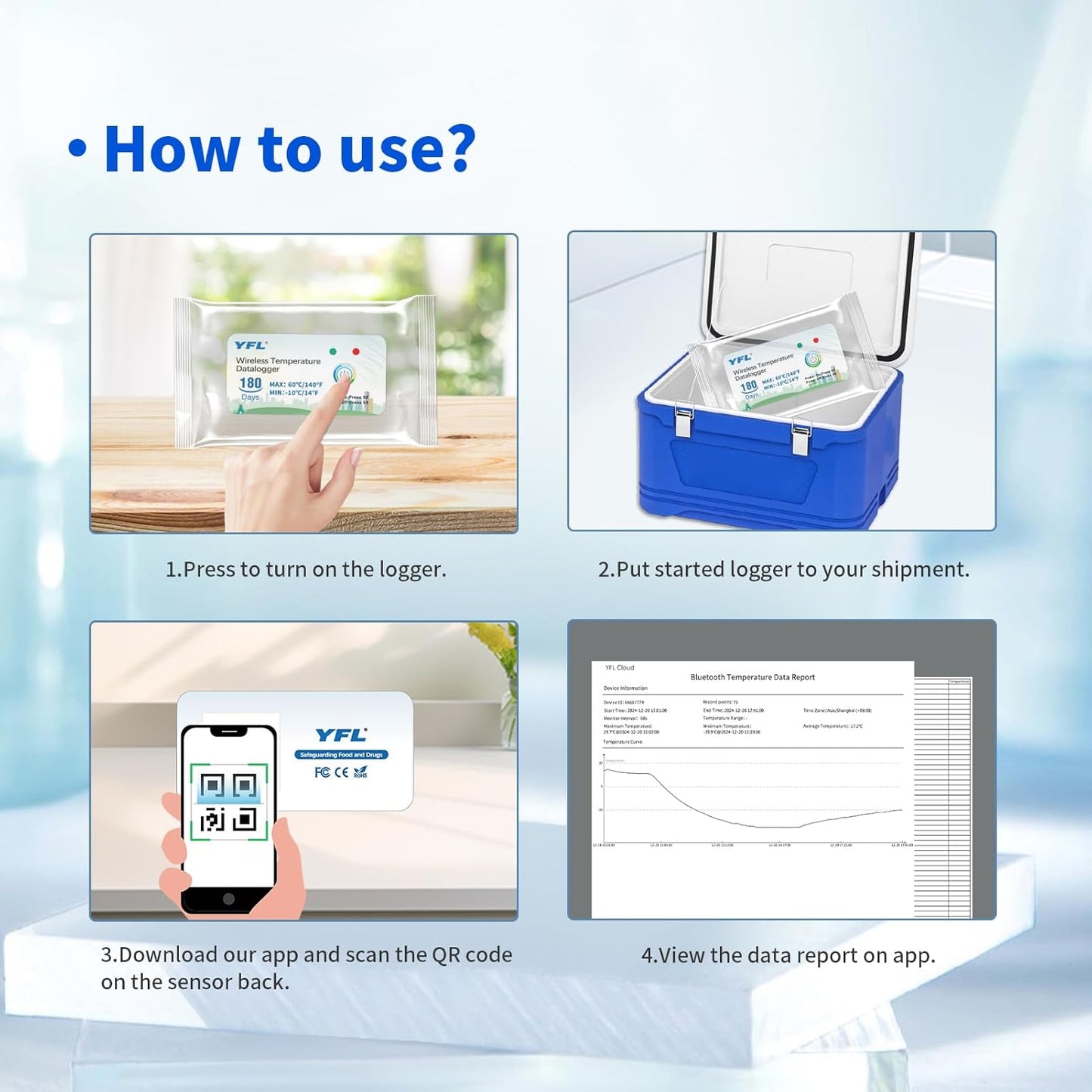 Wireless Temperature Data Logger Reusable Temperature Sensor USB-Free Thermometer Recorder High Accuracy