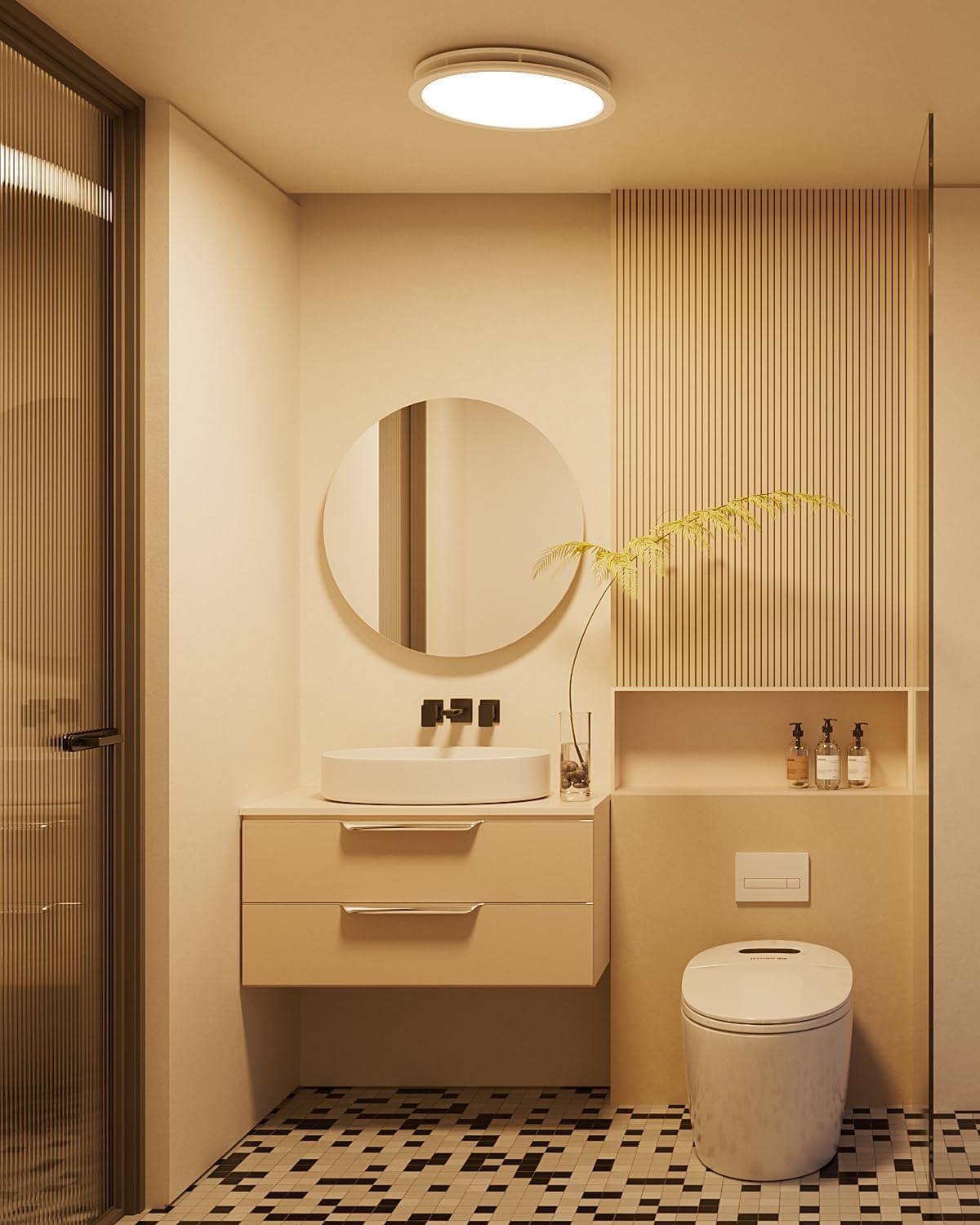 Bathroom Exhaust Fan with Light, Ceiling Mount, 130 CFM 1.5Sones, 43W Fan 1200LM LED Light